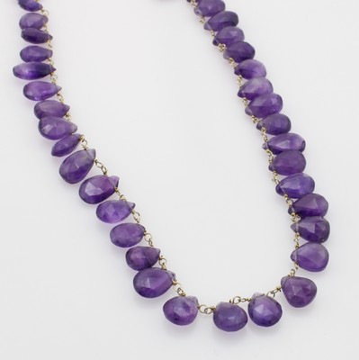 Image Kette mit Amethysten, Silber, facett. Amethysttropfen, Karabinerschl., L. ca. 91 cm ...