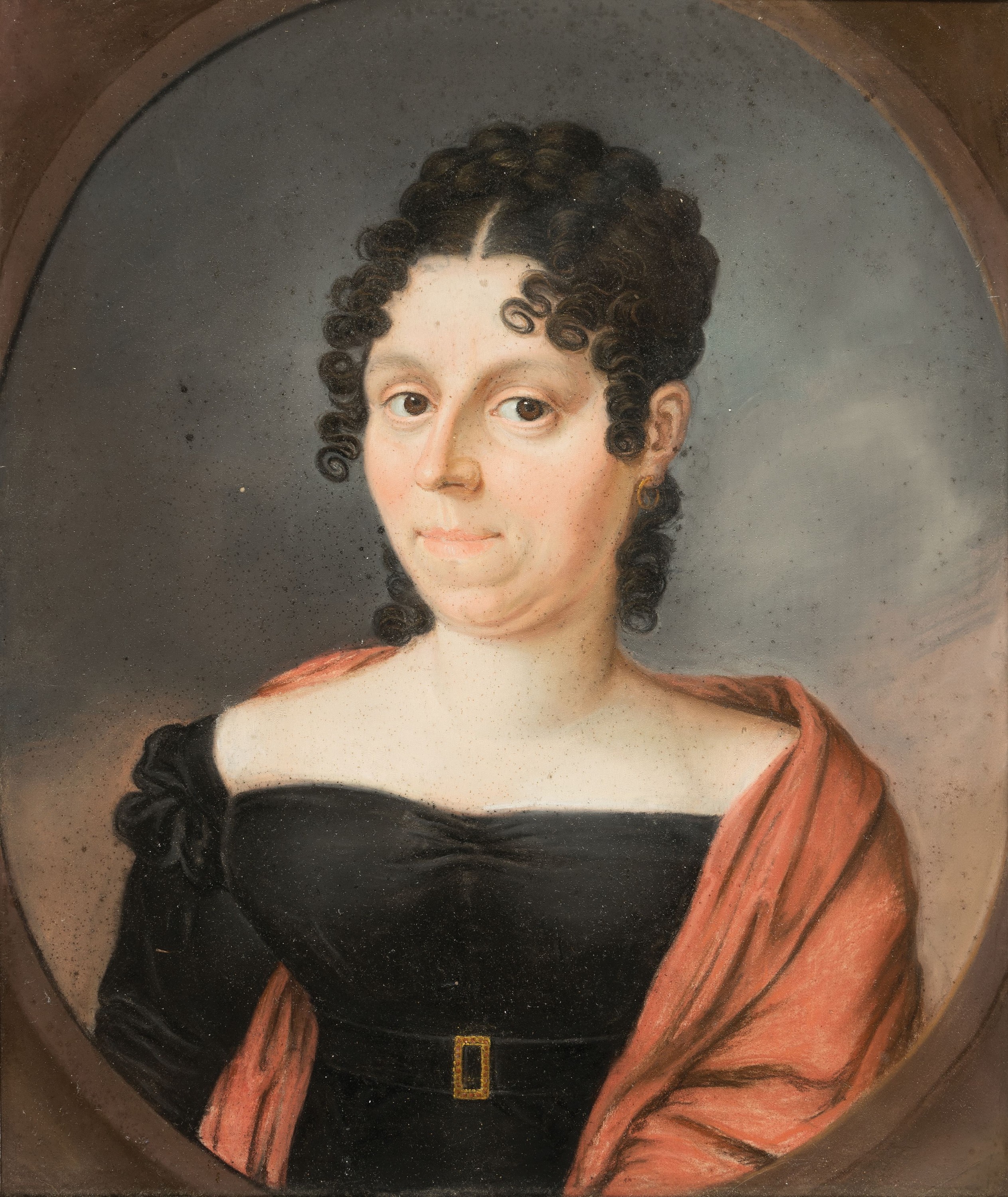 Unbekannter Künstler des Biedermeier, um 1830, Porträt einer Frau, Pastell auf Papier, stockfleckig, ca. 39x33cm, u.Gl., R. ca. 42x35cm