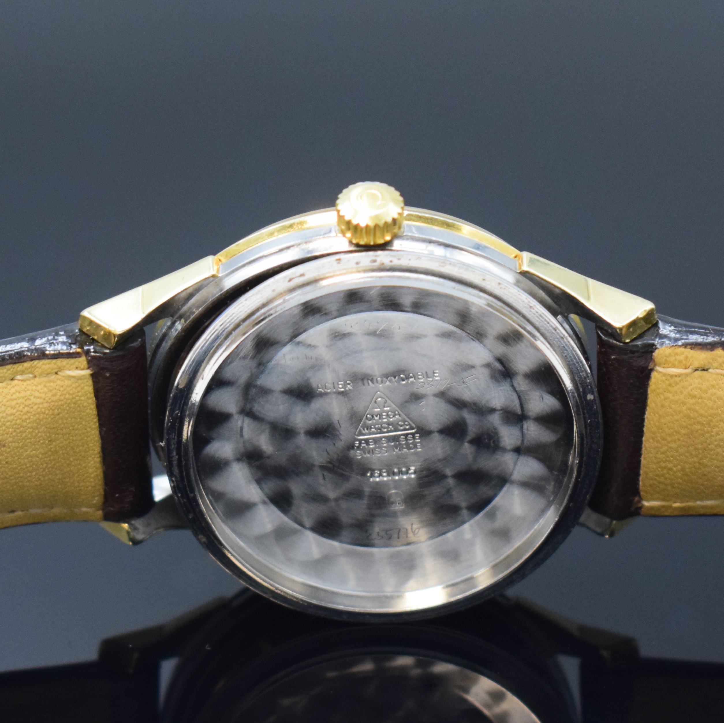 Detail f: OMEGA Constellation Herrenarmbanduhr Chronometer in Stahl mit Goldhaube Referenz 168.005, Schweiz um 1965, Automatik, verschr. Boden m. ...