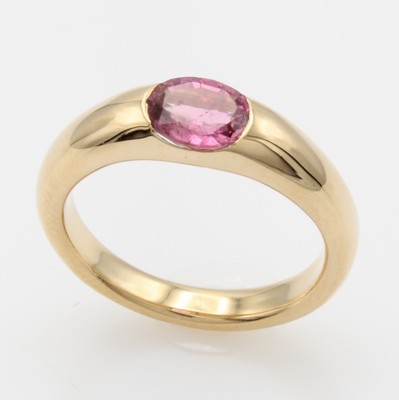 Image Ring mit Turmalin, RG 585/000, ovaler, rosa Turmalin ca. 1 ct, glattes Design, RW ca. 56 ...