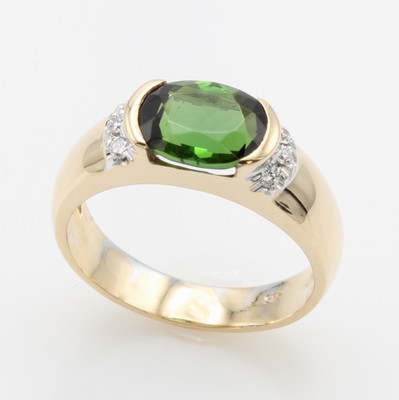 Image Ring mit Turmalin und Brillanten, GG 585/000, ovaler, grüner Turmalin ca. 1.98 ct, ...