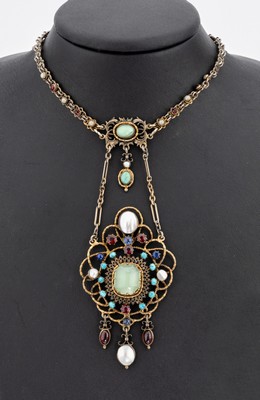 Image Historism necklace, approx. 1870-90 , silver tested, after older antetype, complicated ...