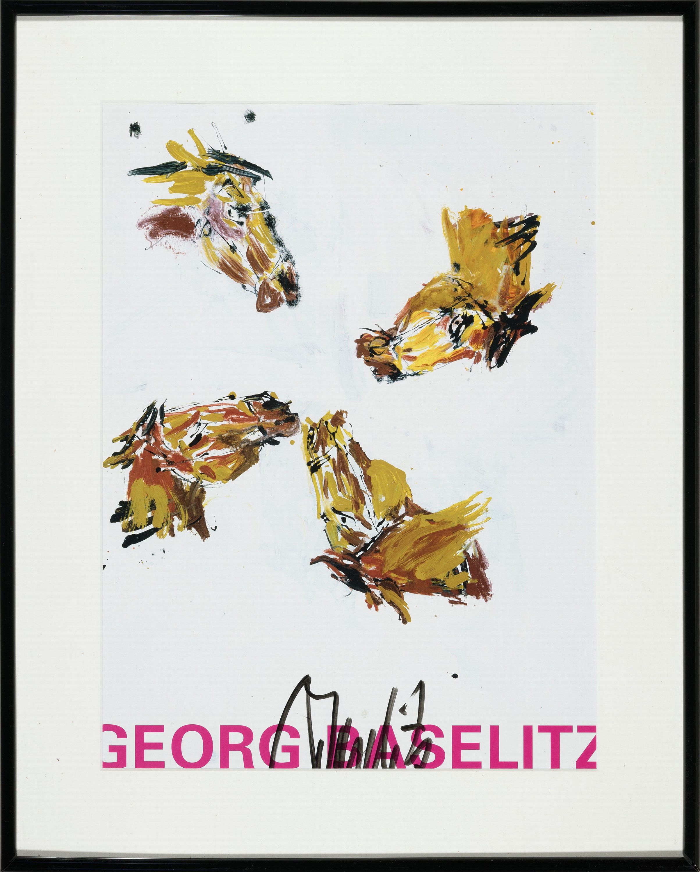 Detail k: Georg Baselitz, geb. 1938, Mal vier, Farboffset von 2003, handsigniert, ca. 40x30cm, PP, u.Gl., R. ca. 51x41cm
