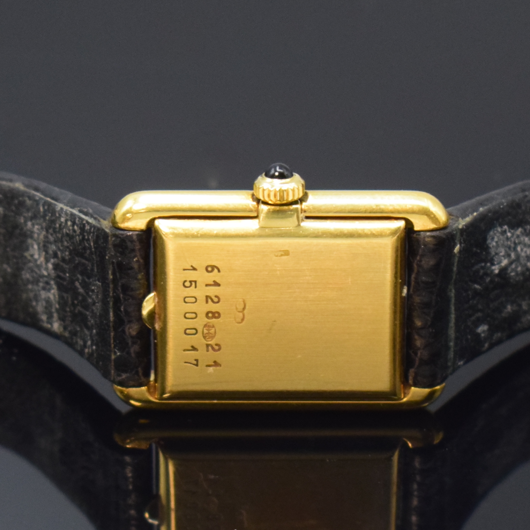 Detail c: Jaeger-LeCoultre Damenarmbanduhr Referenz 6128 in GG 750/000, Schweiz um 1965, Handaufzug, Tank-förmiges Geh., Boden aufgedr., schwarzes Zifferbl., ...