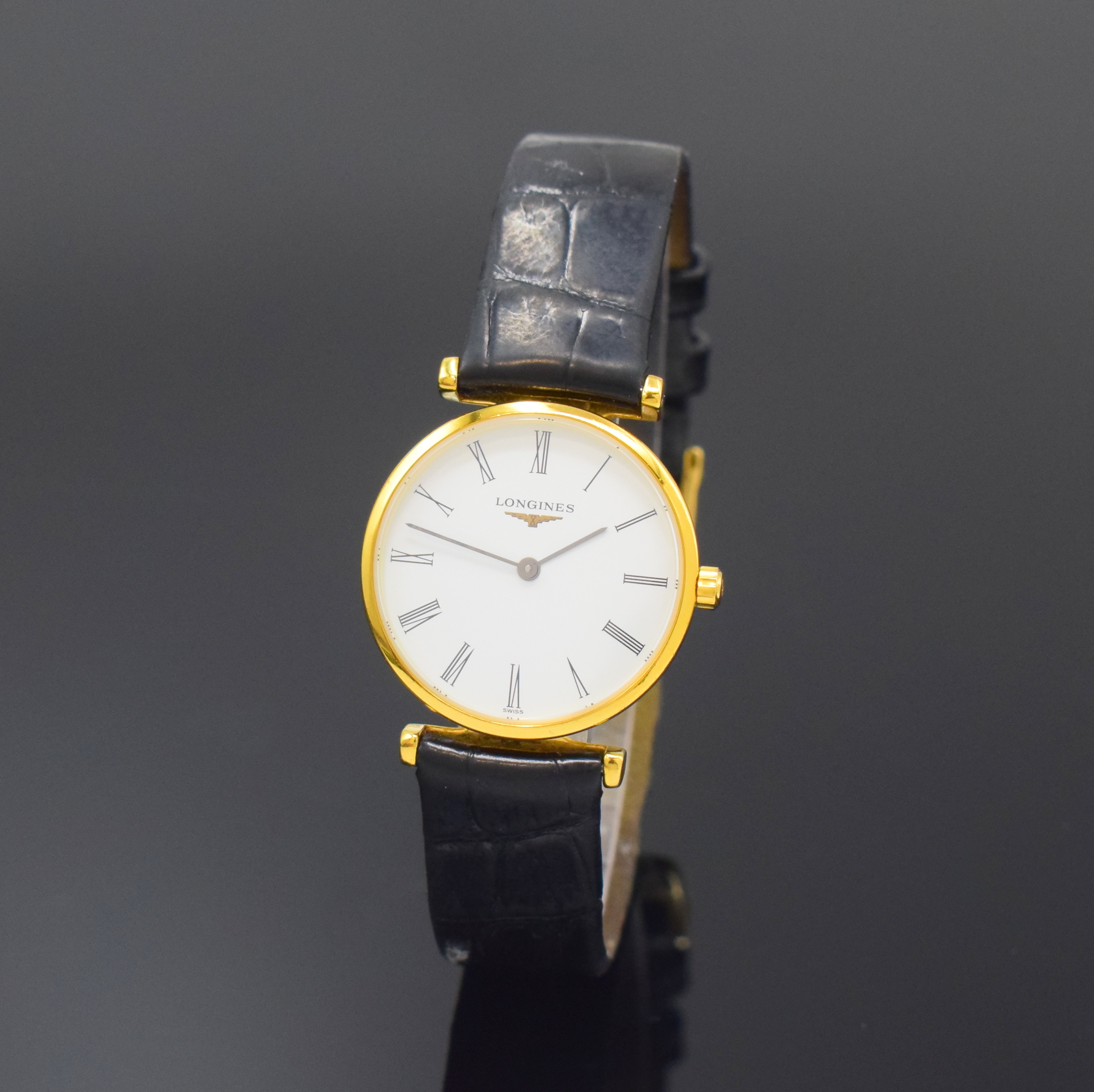 LONGINES La Grande Classic vergoldete Damenarmbanduhr Referenz L4 209 2, Schweiz um 2000, quartz, 2-tlg. Geh., über Boden 6- fach verschr., orig. ...