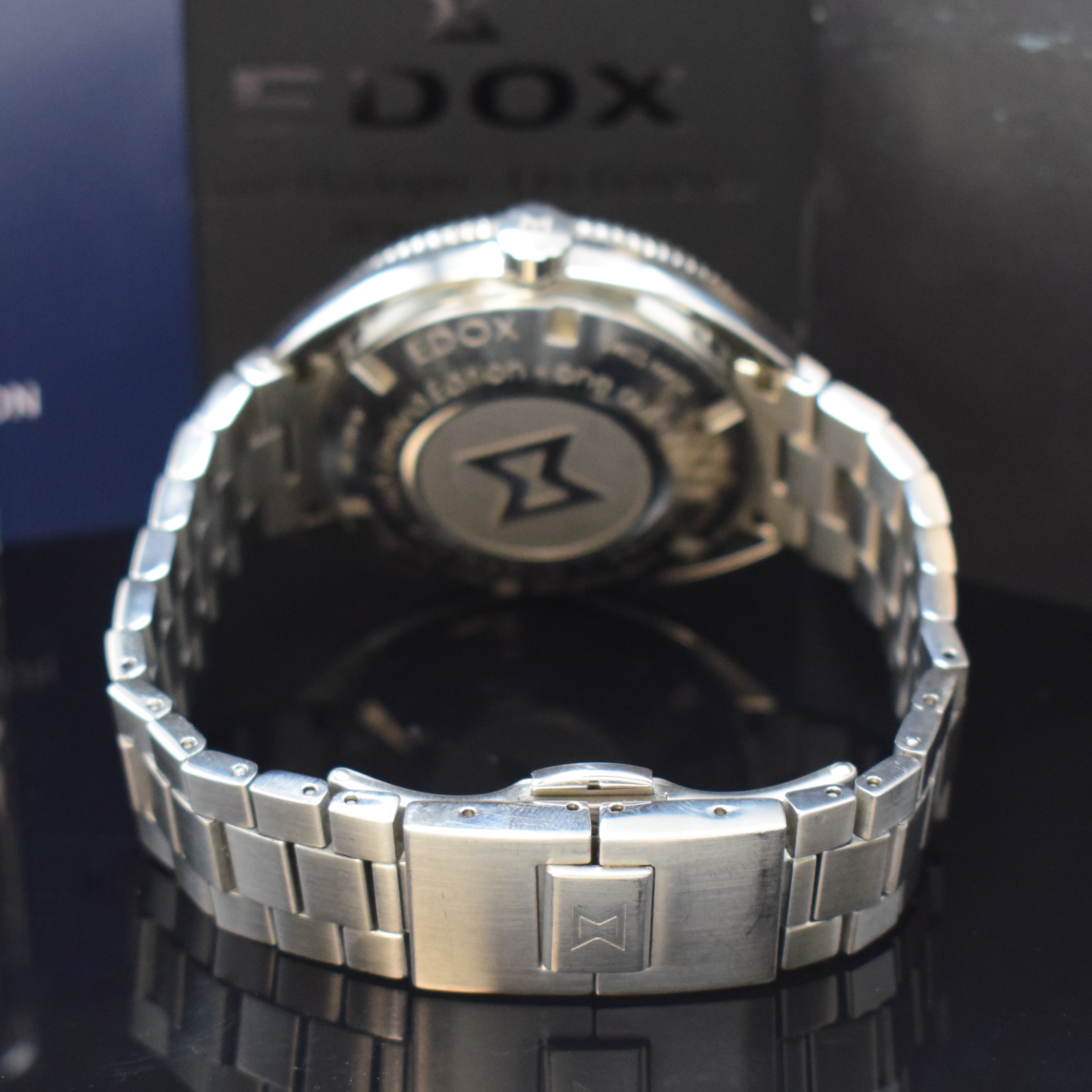 Detail b: EDOX Hydro-Sub 1965 auf 500 Stück limitierte Herrenarmbanduhr in Stahl/Stahlband Referenz 80128, Schweiz um 2020, Automatik, Band m. dopp. ...