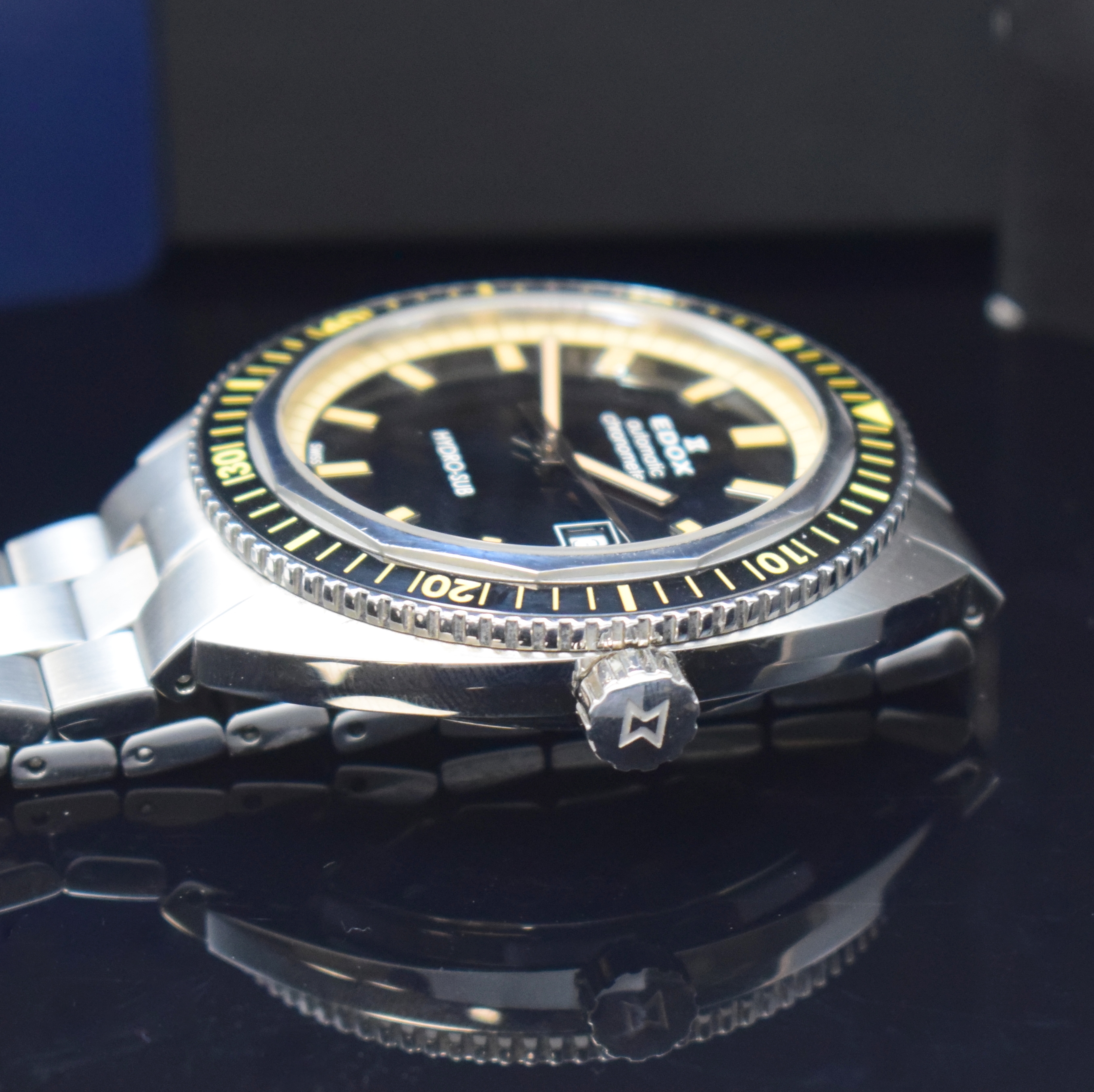Detail c: EDOX Hydro-Sub 1965 auf 500 Stück limitierte Herrenarmbanduhr in Stahl/Stahlband Referenz 80128, Schweiz um 2020, Automatik, Band m. dopp. ...