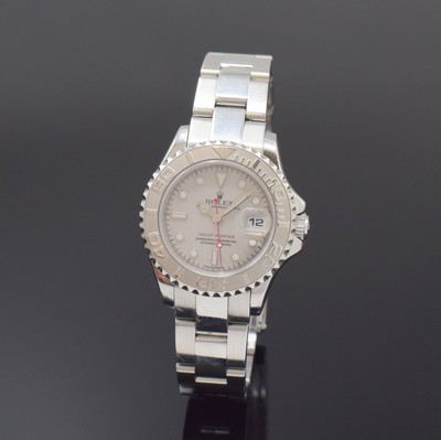 Image ROLEX Oyster Perpetual Date Yacht Master ladies wristwatch in steel reference 169622, ...