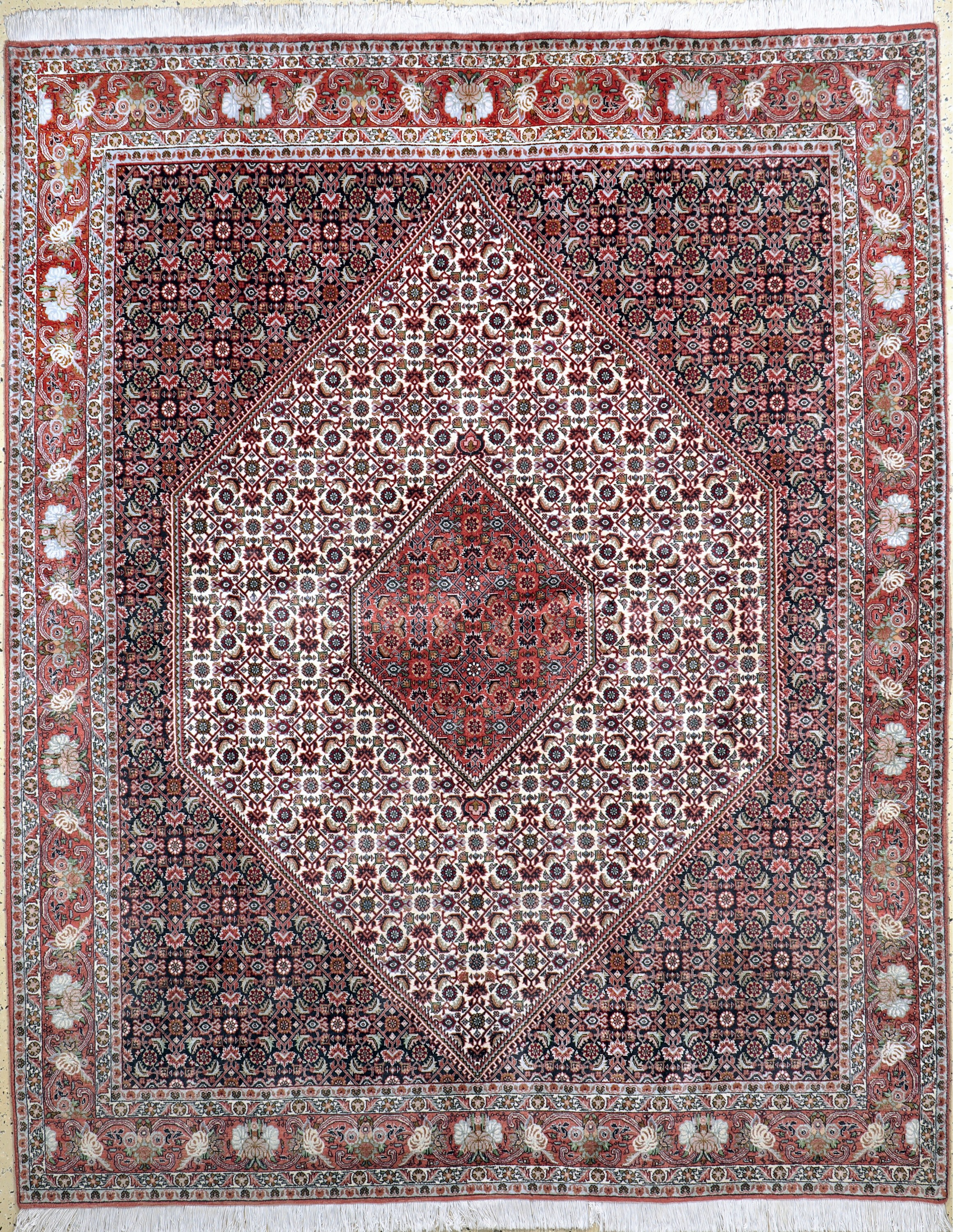 Bidjar Kork fein, Persien, Ende 20.Jhd, Korkwolle auf Baumwolle, ca. 252 x 202 cm, gereinigt, EHZ: 1-2