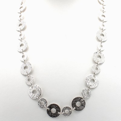 Image Collier, 925er Silber, z.T. rhod., m. Strucktur, Karabinerschl., L. ca. 60 cm