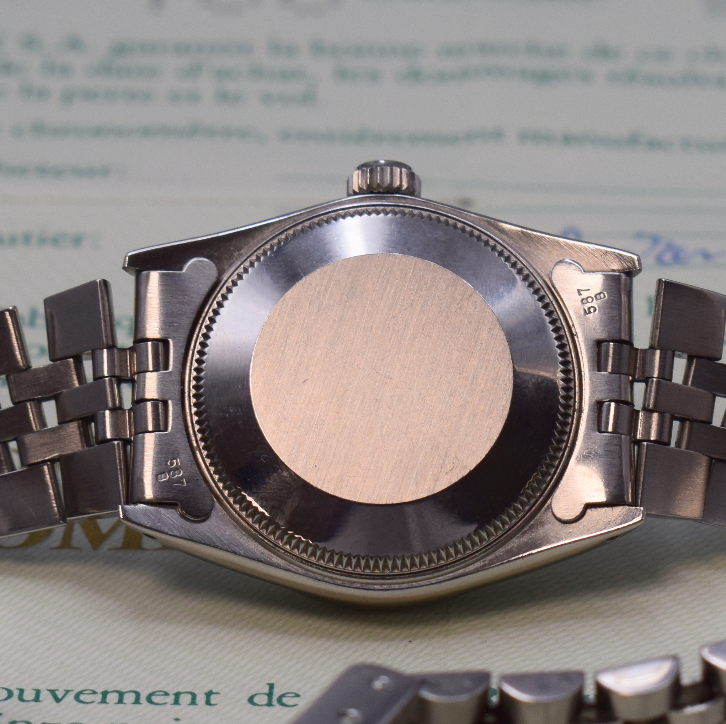 Detail d: ROLEX Oyster Perpetual Datejust Damenarmbanduhr Referenz 68240 in Stahl, Schweiz verk. lt. beil. Zertifikat 11/1980, Automatik, Chronometer der ...