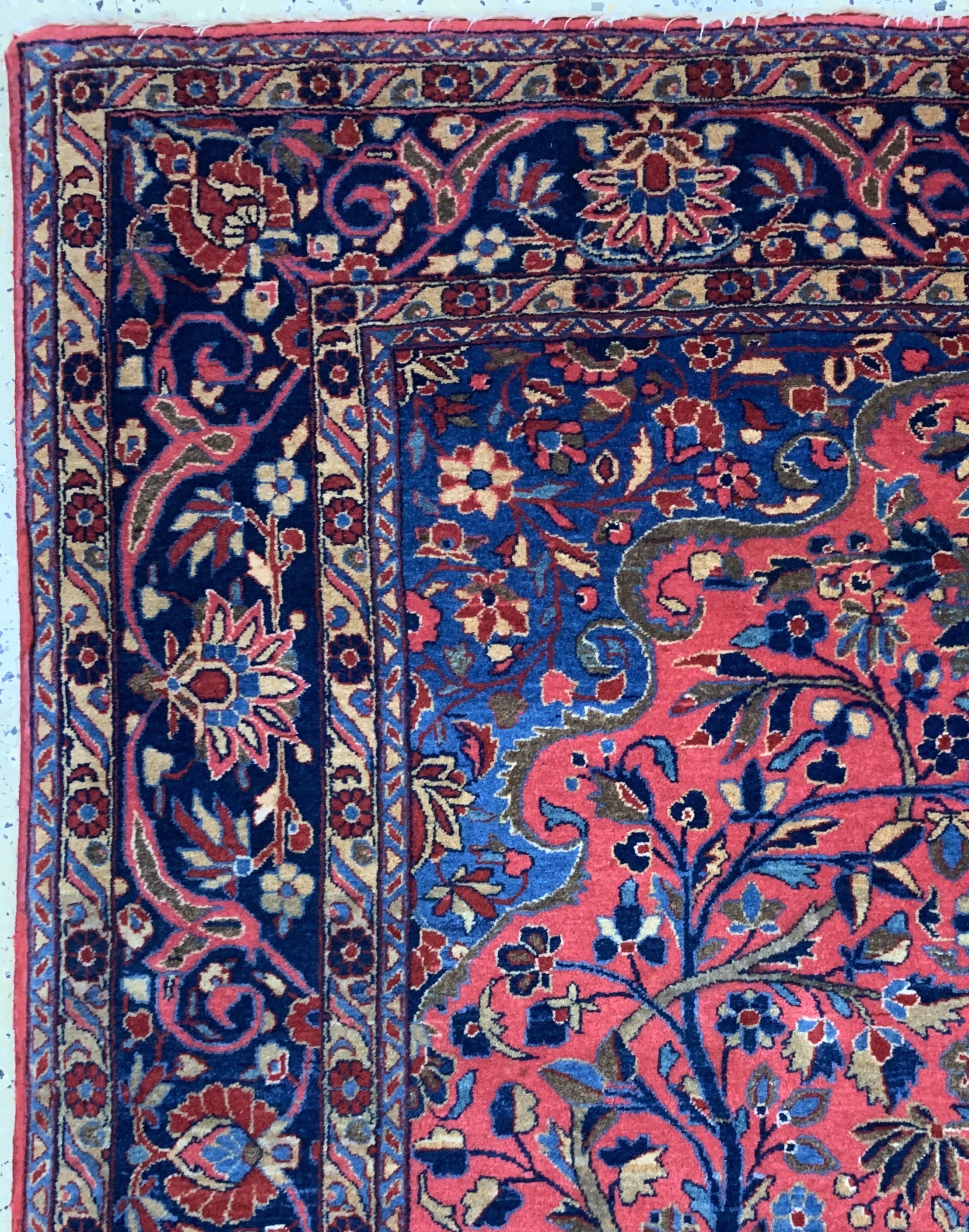 Detail d: "Manchester"Keschan Antik, Persien, um 1910/1920, Manchester-Korkwolle, ca. 204 x 135cm, EHZ: 1-2, (fachkundig gereinigt)