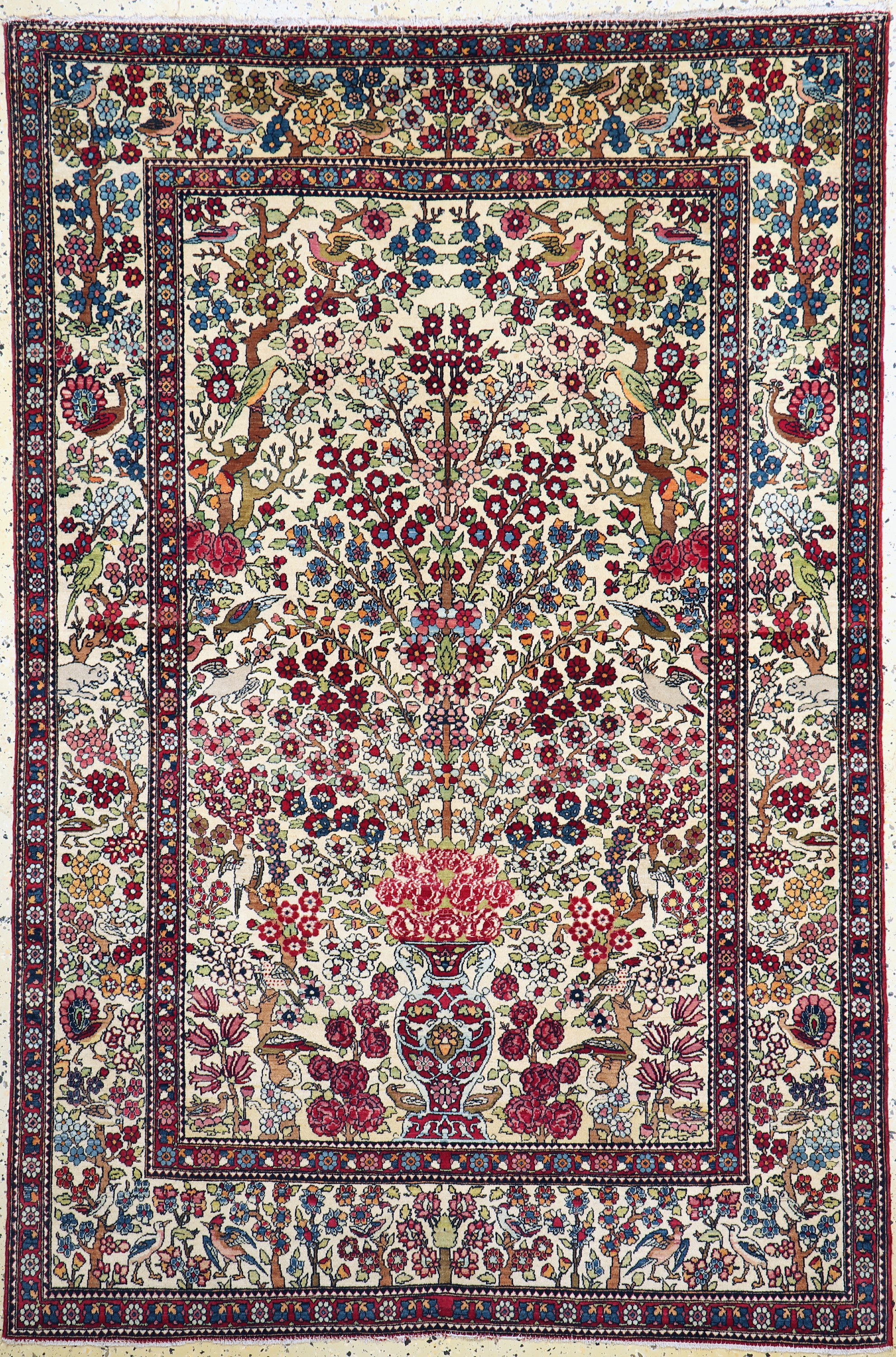 Esfahan"Ahmad"fein antik, Persien, um 1900,Wolle auf Baumwolle, ca. 206 x 138 cm, EHZ: 2,(fachkundig gereinigt)