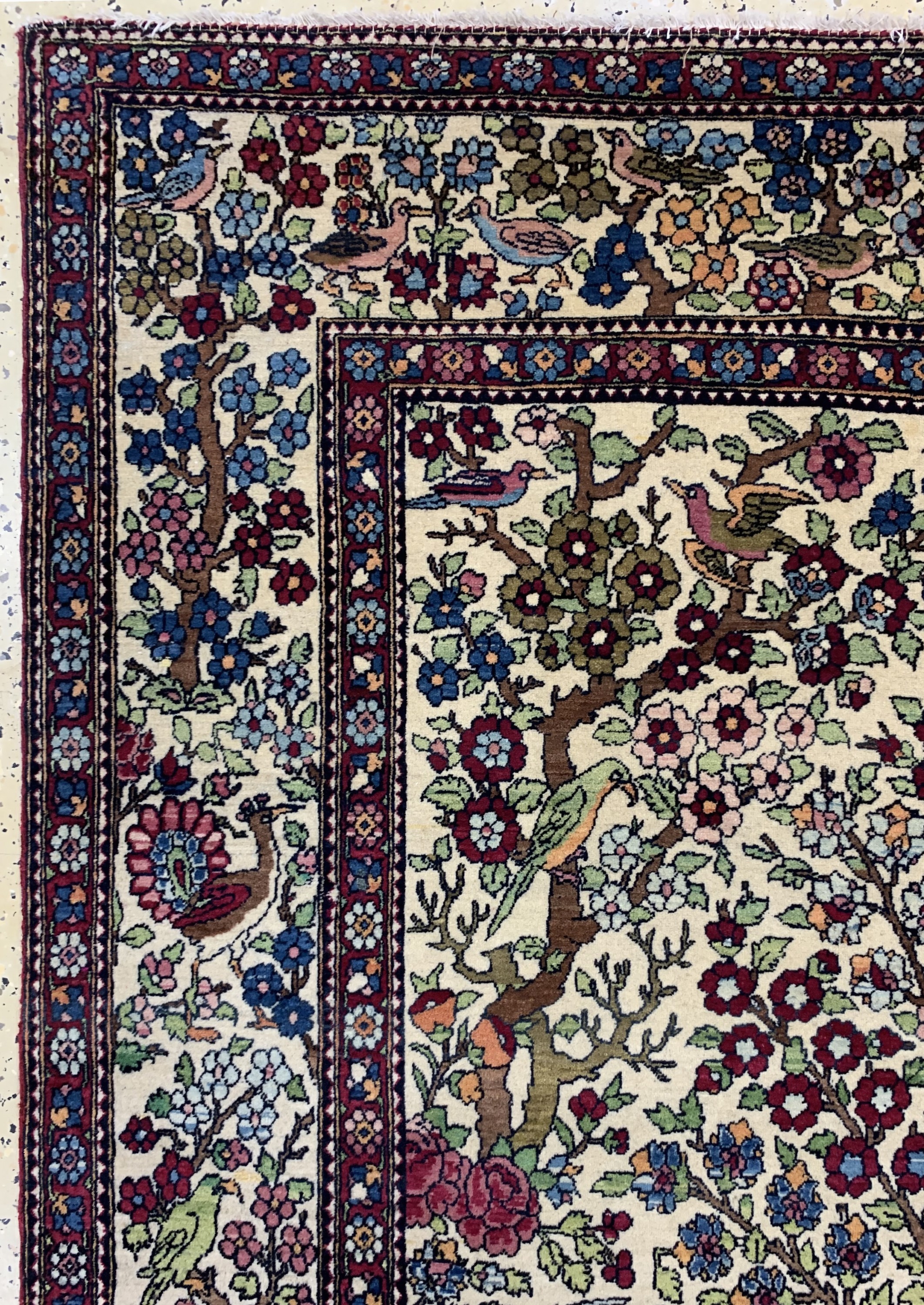 Detail d: Esfahan"Ahmad"fein antik, Persien, um 1900,Wolle auf Baumwolle, ca. 206 x 138 cm, EHZ: 2,(fachkundig gereinigt)