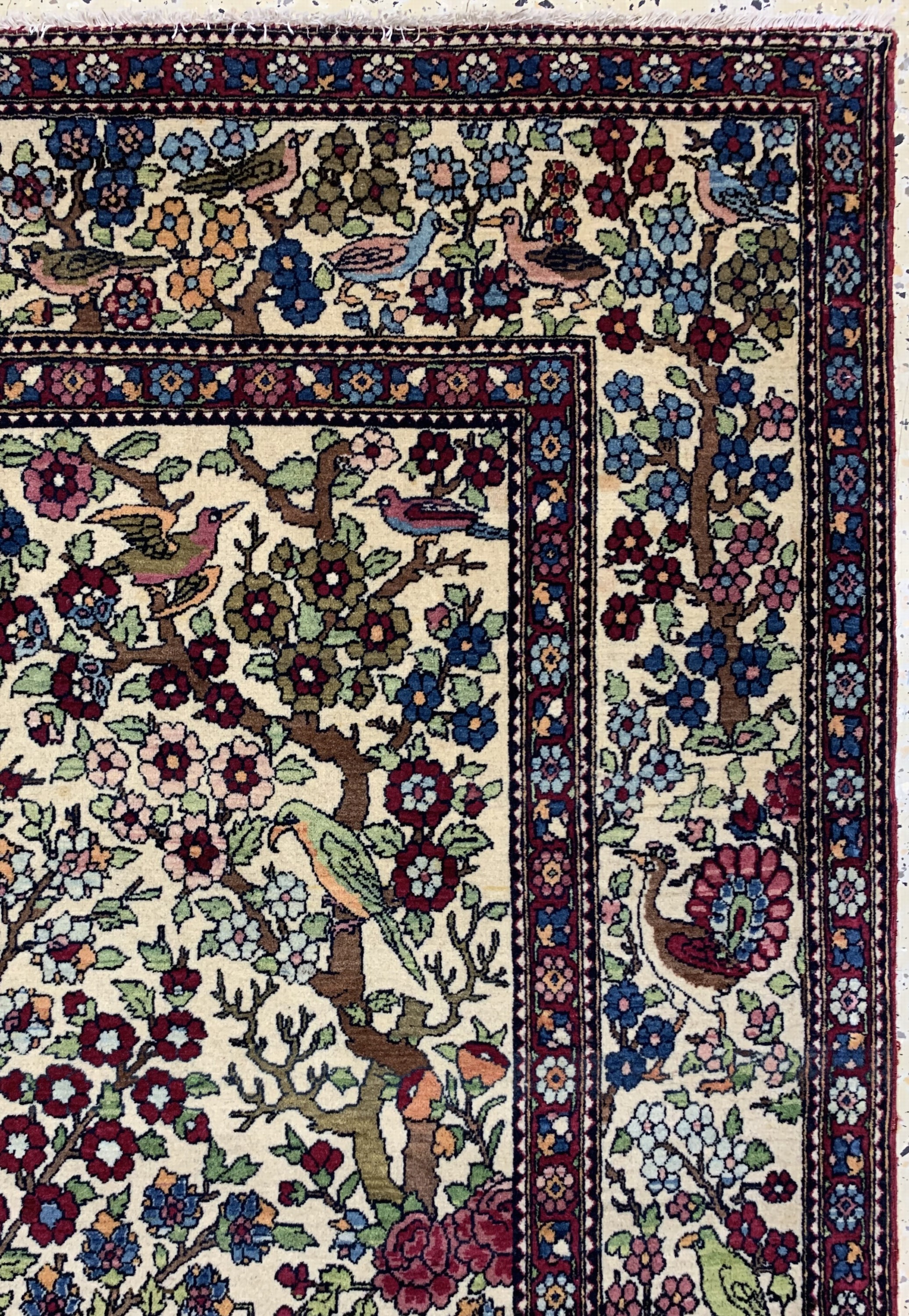 Detail e: Esfahan"Ahmad"fein antik, Persien, um 1900,Wolle auf Baumwolle, ca. 206 x 138 cm, EHZ: 2,(fachkundig gereinigt)