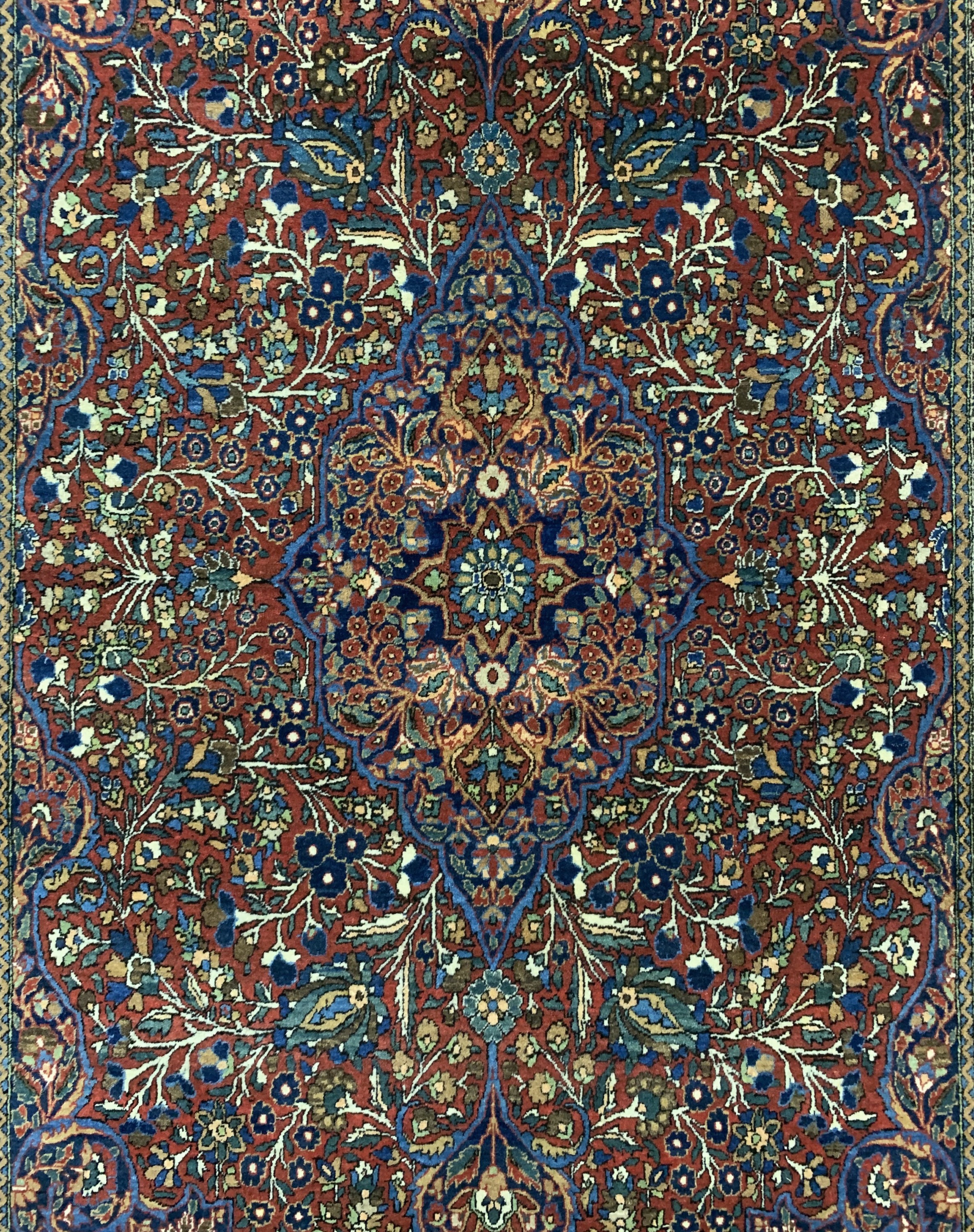 Detail c: Keschan"Ateschoglou"antik, Persien, um 1900, Manchester-Korkwolle, ca. 202 x 132 cm, EHZ: 1-2(fachkundig gereinigt).