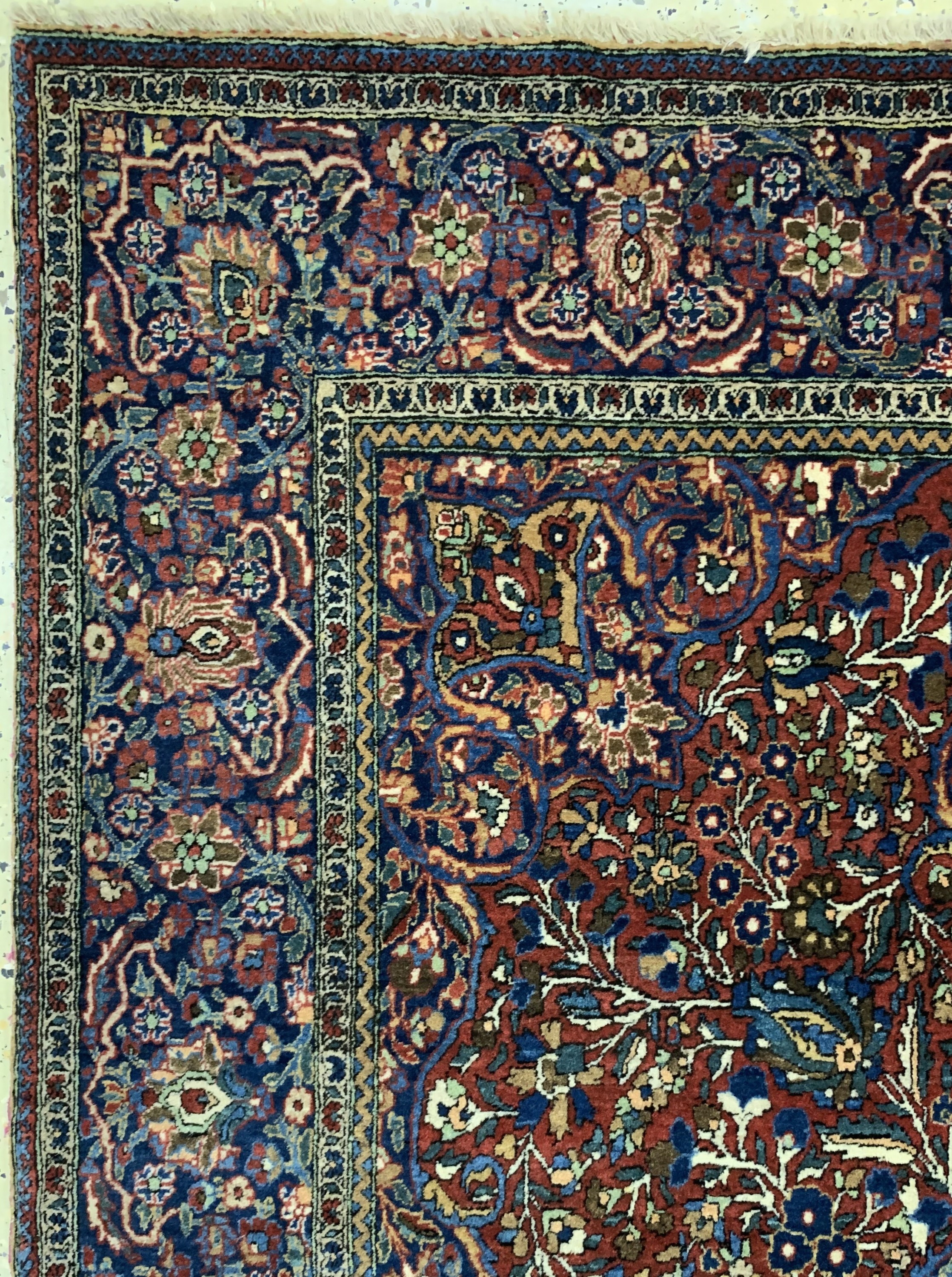 Detail d: Keschan"Ateschoglou"antik, Persien, um 1900, Manchester-Korkwolle, ca. 202 x 132 cm, EHZ: 1-2(fachkundig gereinigt).