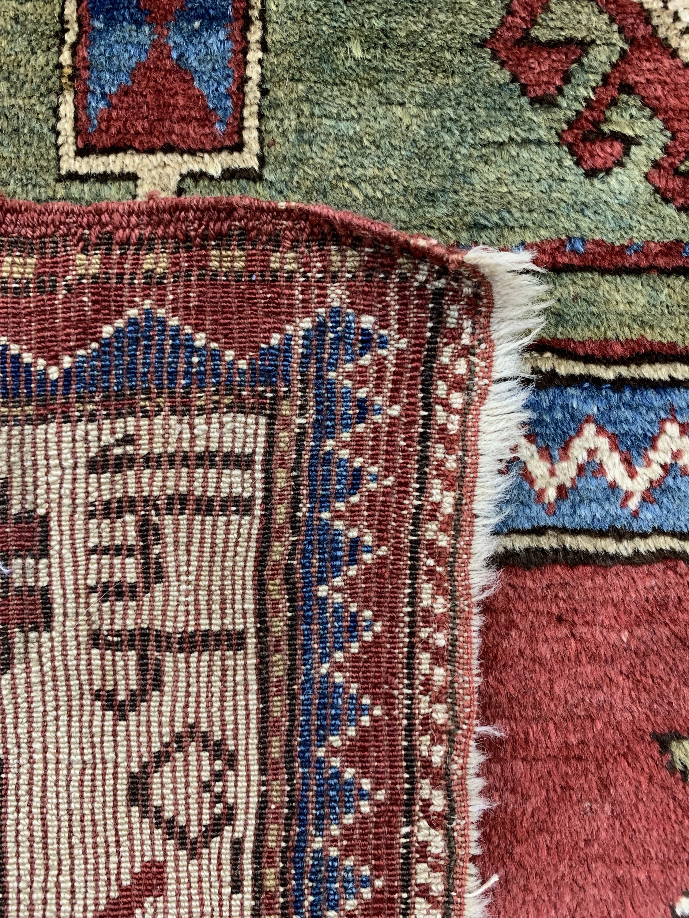 Detail g: "Fachalo"Kazak antik, Kaukasus, datiert 1325(1904), Wolle auf Wolle, ca. 147 x 123 cm,EHZ: 1-2