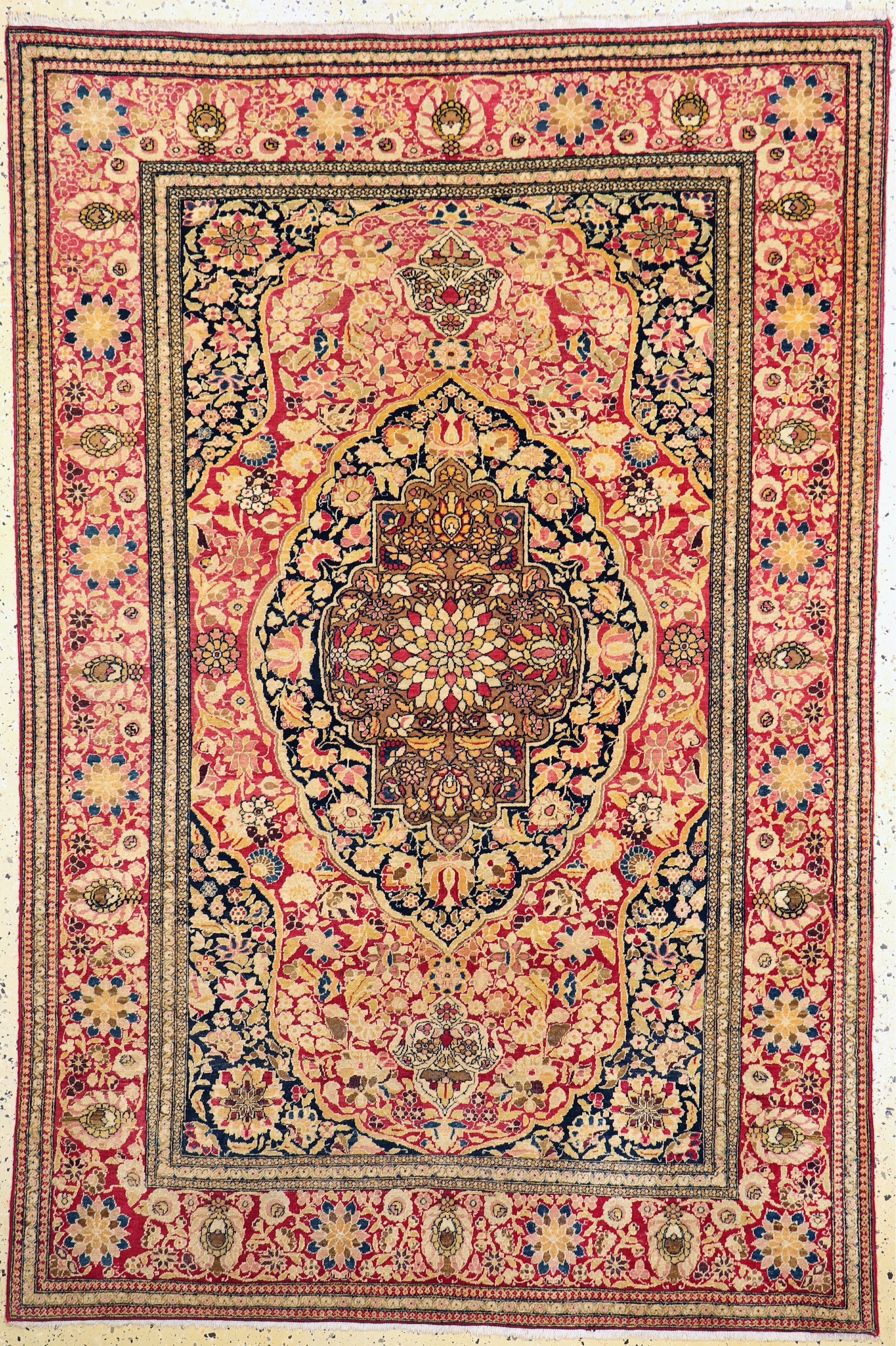 Esfahan"Ahmad"fein antik, Persien, um 1900,Wolle auf Baumwolle, ca. 212 x 142 cm, EHZ: 2,(fachkundig gereinigt)