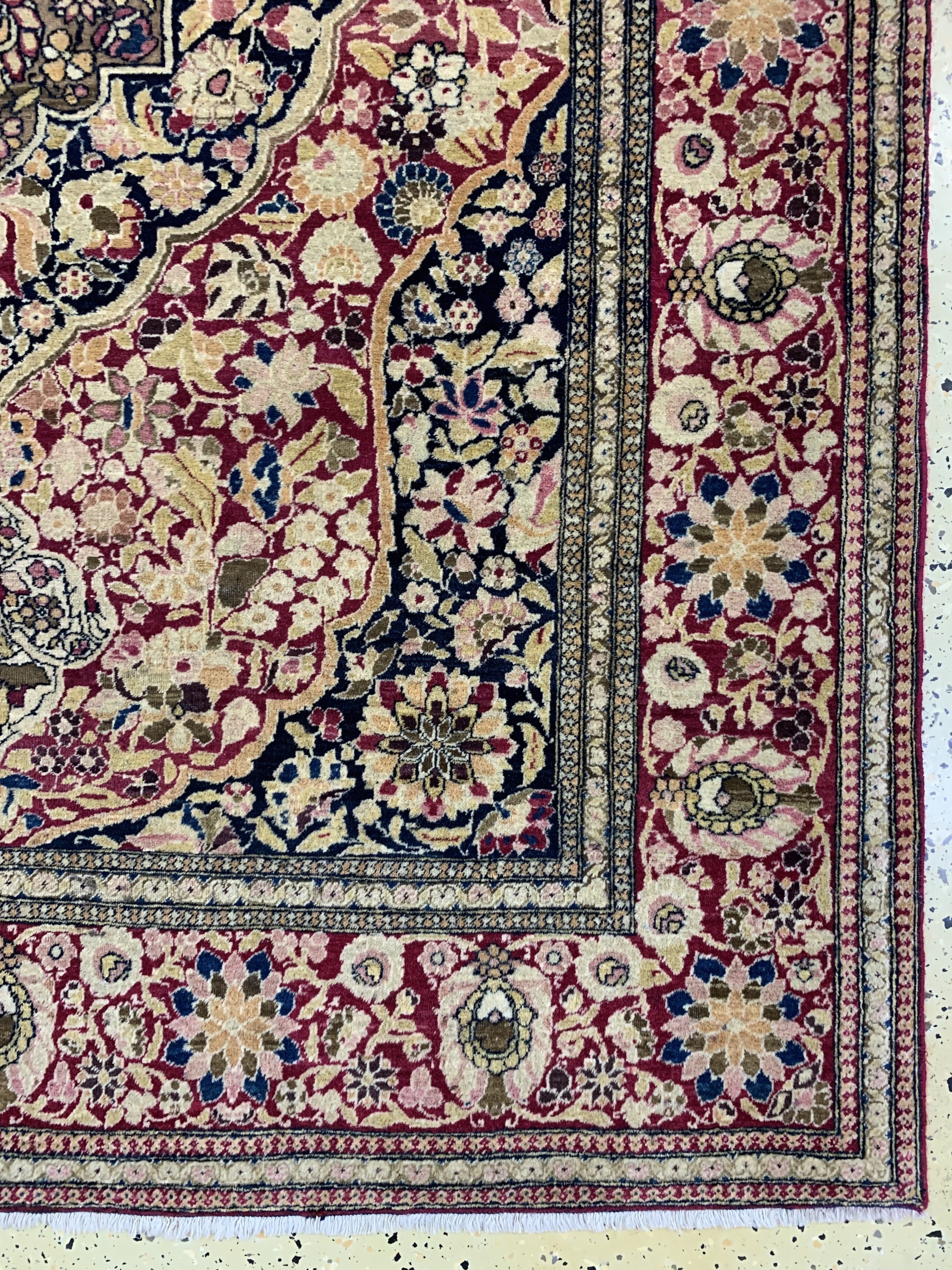 Detail a: Esfahan"Ahmad"fein antik, Persien, um 1900,Wolle auf Baumwolle, ca. 212 x 142 cm, EHZ: 2,(fachkundig gereinigt)