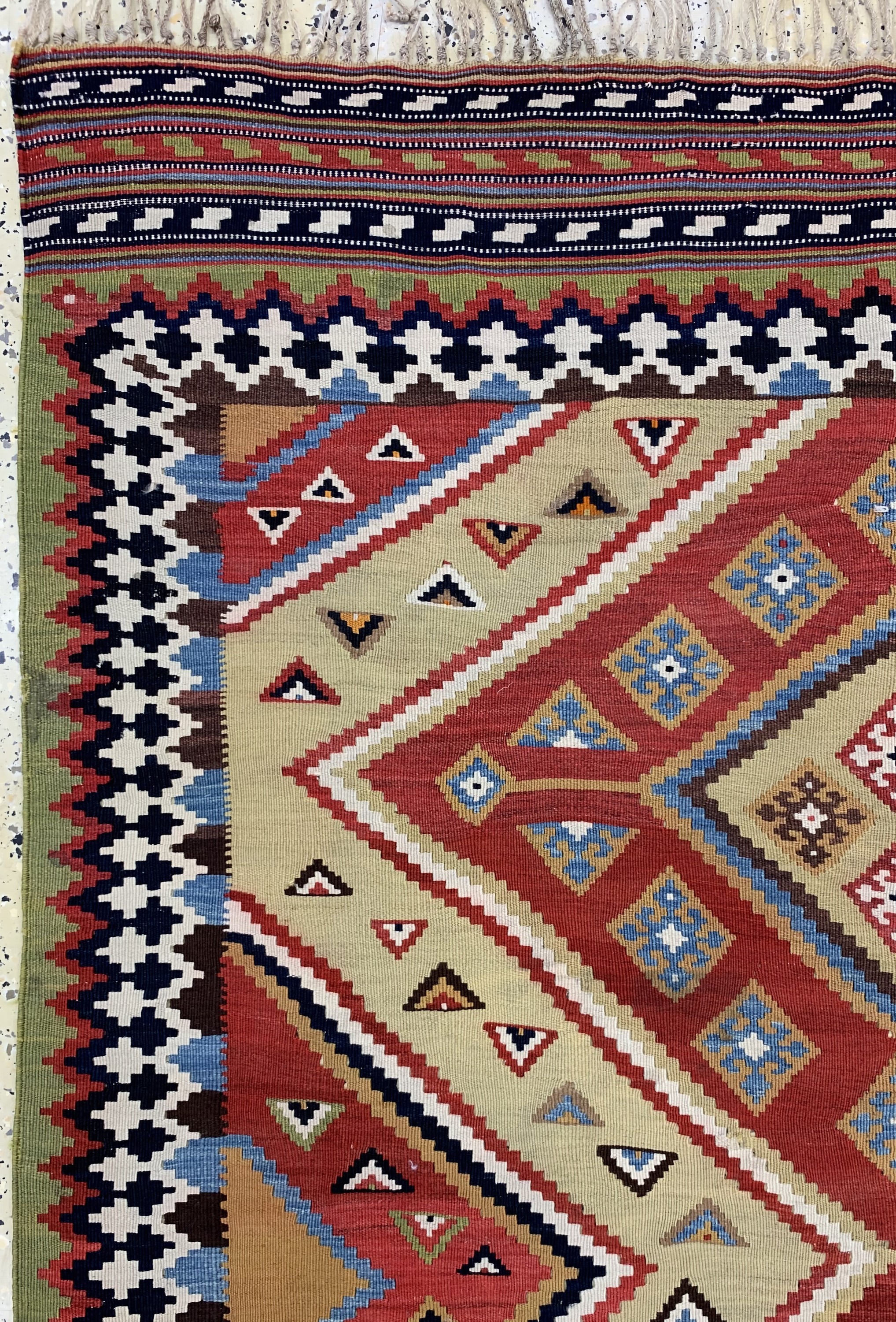 Detail d: Ghaschgai Kelim fein antik, Persien, um 1900, Wolle auf Wolle, ca. 244 x 145 cm, EHZ: 1-2