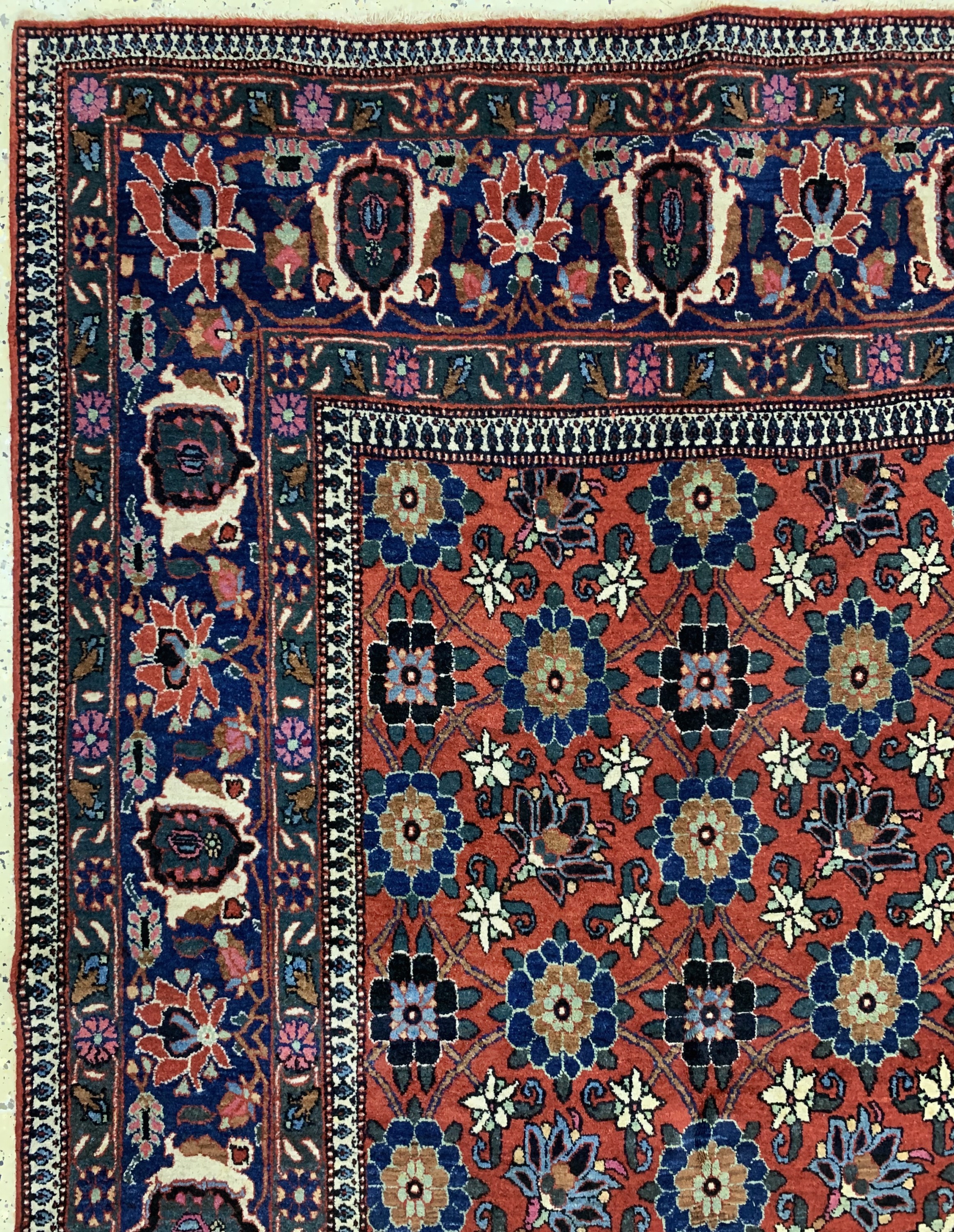 Detail d: Weramin antik, Persien, um 1910/1920, Wolleauf Baumwolle, ca. 310 x 205 cm, EHZ: 1-2