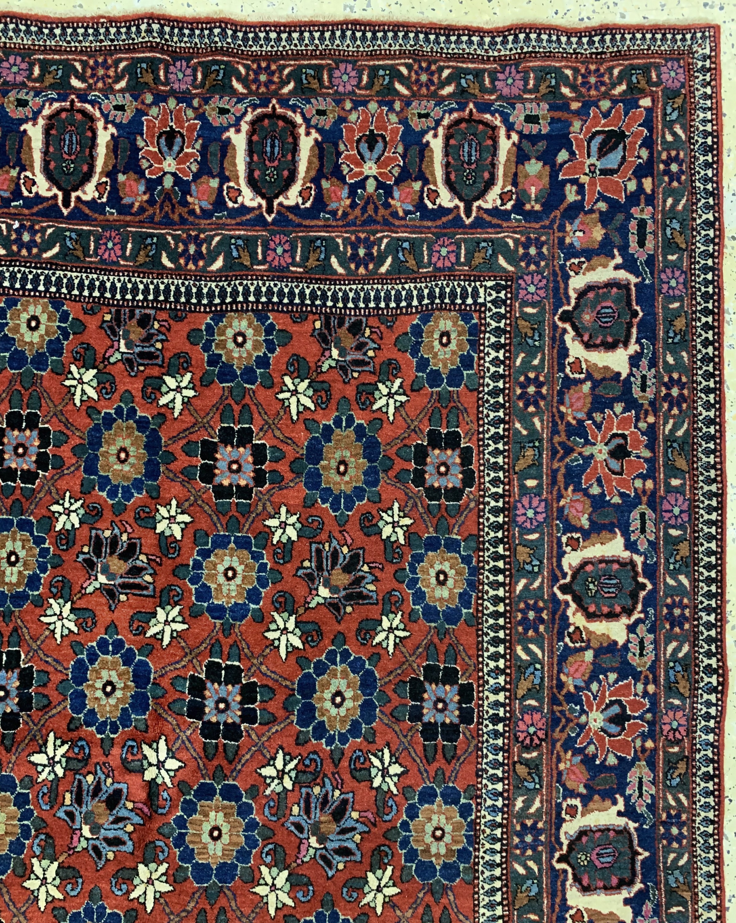 Detail e: Weramin antik, Persien, um 1910/1920, Wolleauf Baumwolle, ca. 310 x 205 cm, EHZ: 1-2