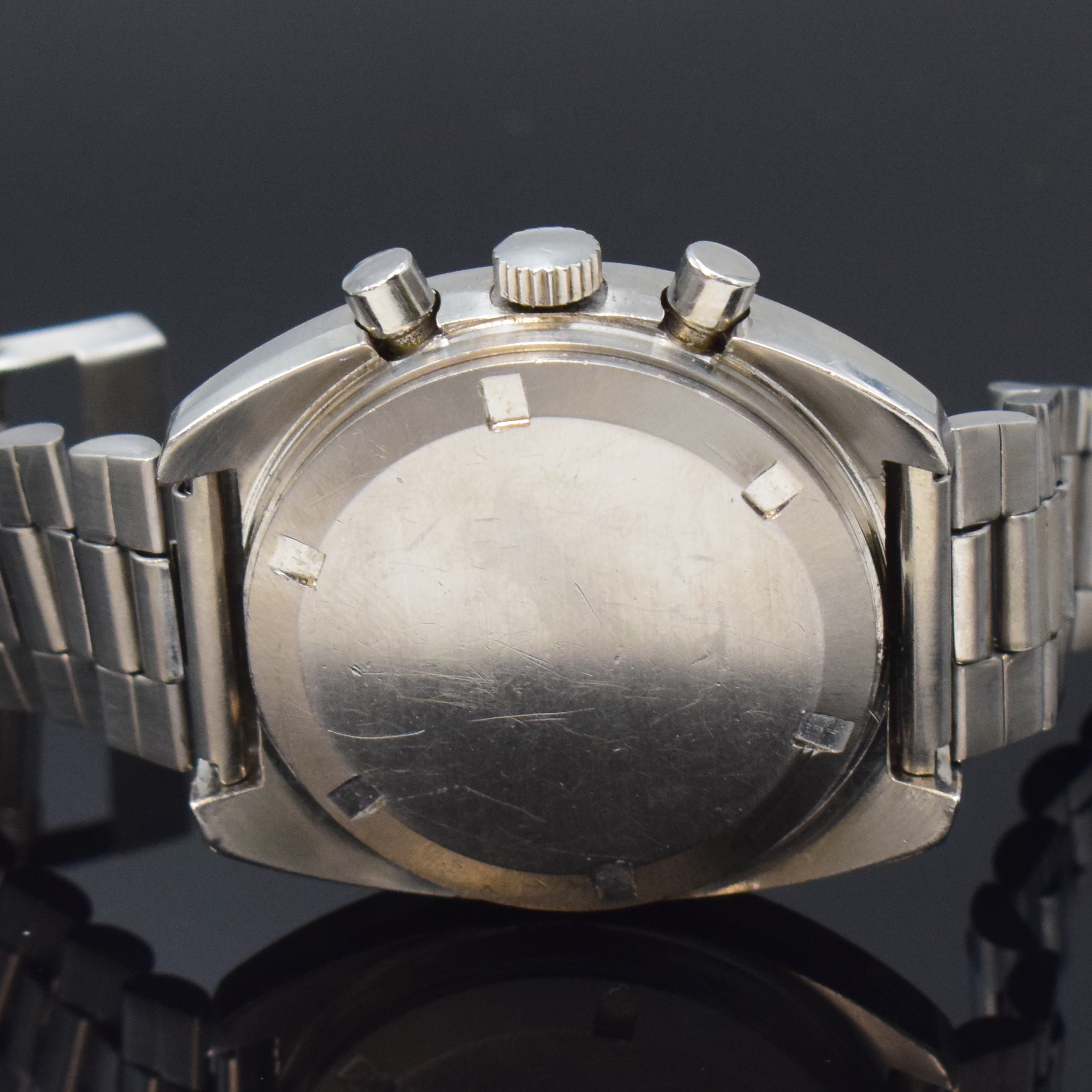 Detail c: TISSOT Navigator Herrenarmbanduhr Referenz 45 501 mit Chronograph in Stahl, Schweiz um 1970, Automatik, 2-teil. Geh., Boden geschr., neutr. ...