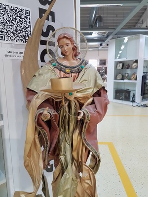 26818432c - Engelsleuchter, süddeutsch, 2.Hälfte 20.Jh., geschnitzte und gefasste ...
