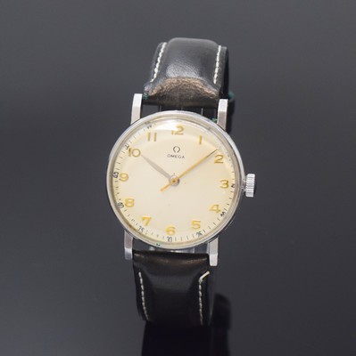 Image OMEGA wristwatch in steel, Switzerland around 1945 reference 2242/2, manual winding, snap ...