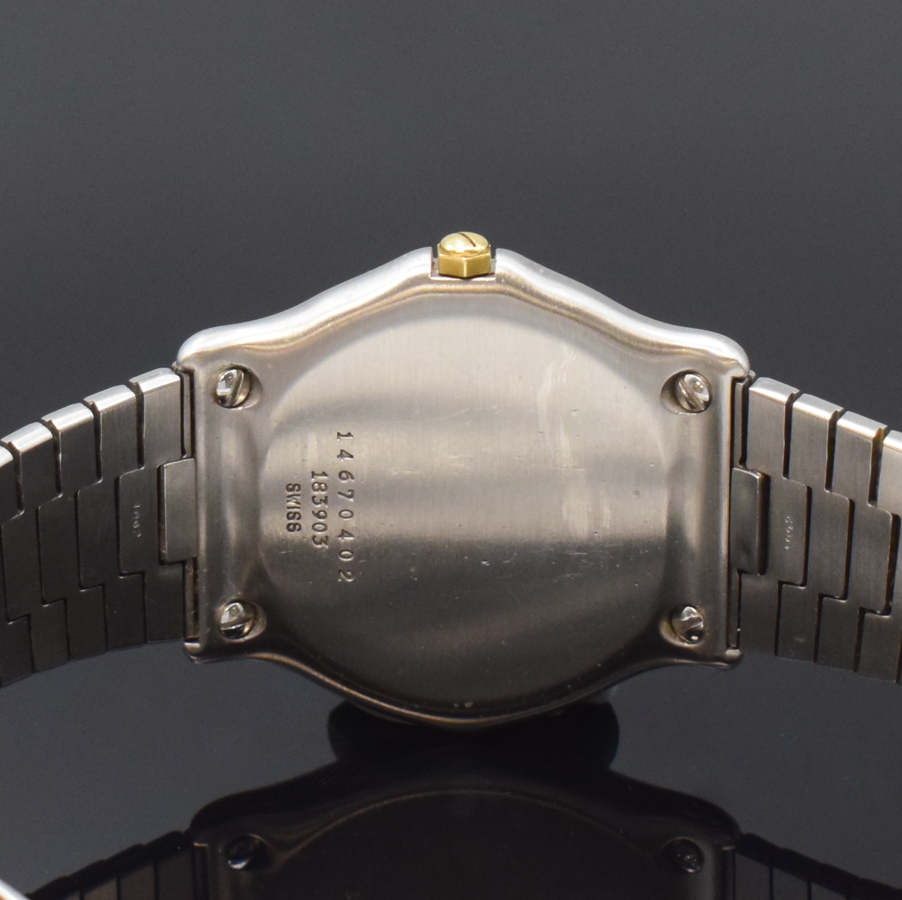 Detail d: EBEL Classic Wave Armbanduhr in Stahl/Gold, Schweiz um 1990, quartz, flaches, satiniertes Geh., 5-fach über Lünette verschr., orig. Wellenband m. ...