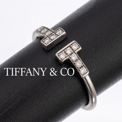 Image 18 kt Gold TIFFANY & Co Brillant Ring, WG 750/000, aus der Serie T-Wire, 2 ...