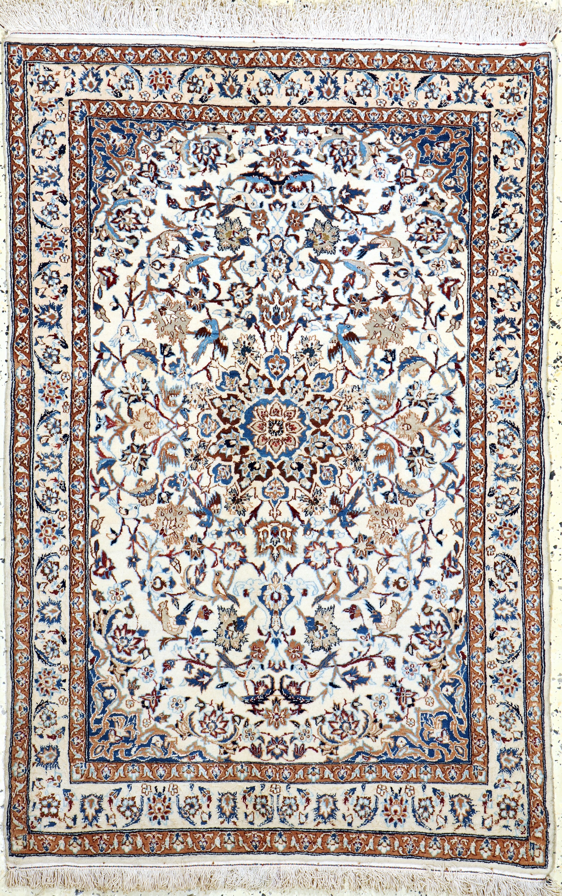 Nain fein (6 La), Persien, Anfang 20.Jhd, Korkwolle mit Seide, ca. 122 x 82 cm, ca. 1,0 Mio. Kn/qm, EHZ: 2