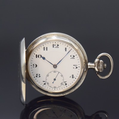 Image Silver hunting cased minute repeater pocket watch, Switzerland around 1920, smooth case ...