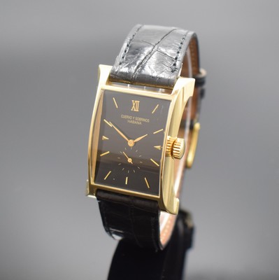 Image CUERVO & SOBRINOS gents wristwatch in 18k yellow gold, manual winding, large, unusual ...