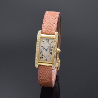 Image CARTIER Tank Amèricaine diamantbesetzte Damenarmbanduhr in GG 750/000 Referenz ...