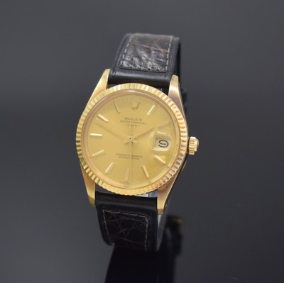 Image ROLEX Oyster Perpetual Date wristwatch in 18k yellow gold reference 15038, self winding, ...