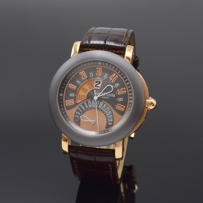 Image GÉRALD GENTA Arena Bi-Retro big and heavy gents wristwatch in pink gold ...