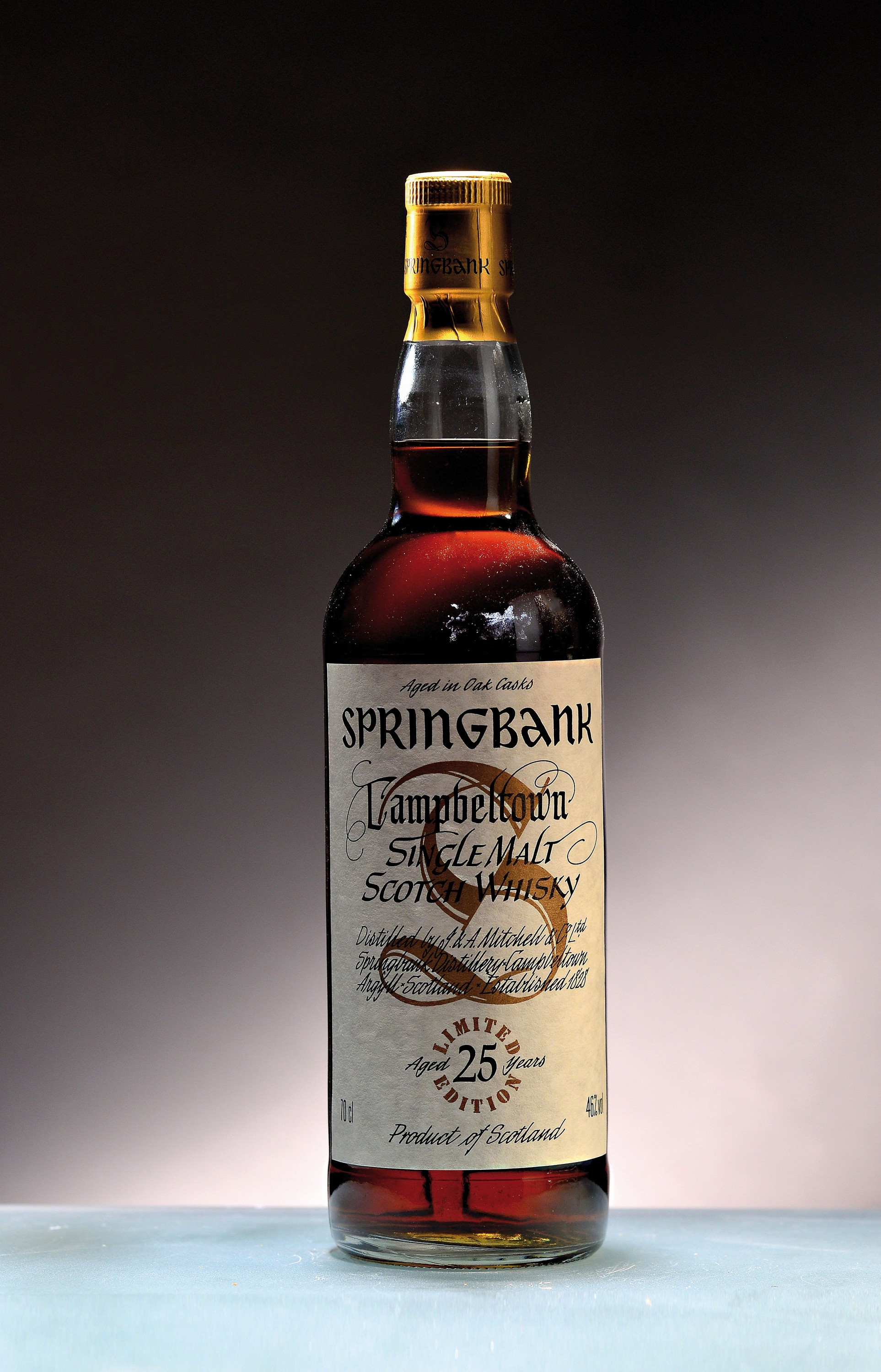 Detail a: 1 Flasche Springbank Campbeltown 25 Jahre alt,Limited Edition, Ausgabe September 1998, Single Malt, ca. 70cl, 46%Vol., High Fill, in orig. Holzkiste