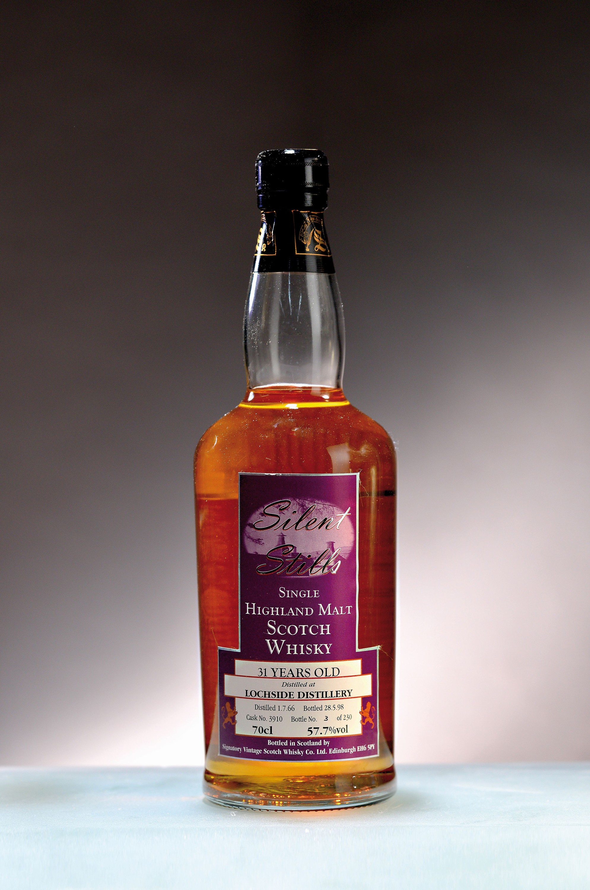 1 Flasche & 5cl Sample 1966 Lochside Silent Still, 31 Jahre alt, Single Highland Malt, abgefüllt 28.5.1998, Flasche No. 3 von 230, von Fass No. ...