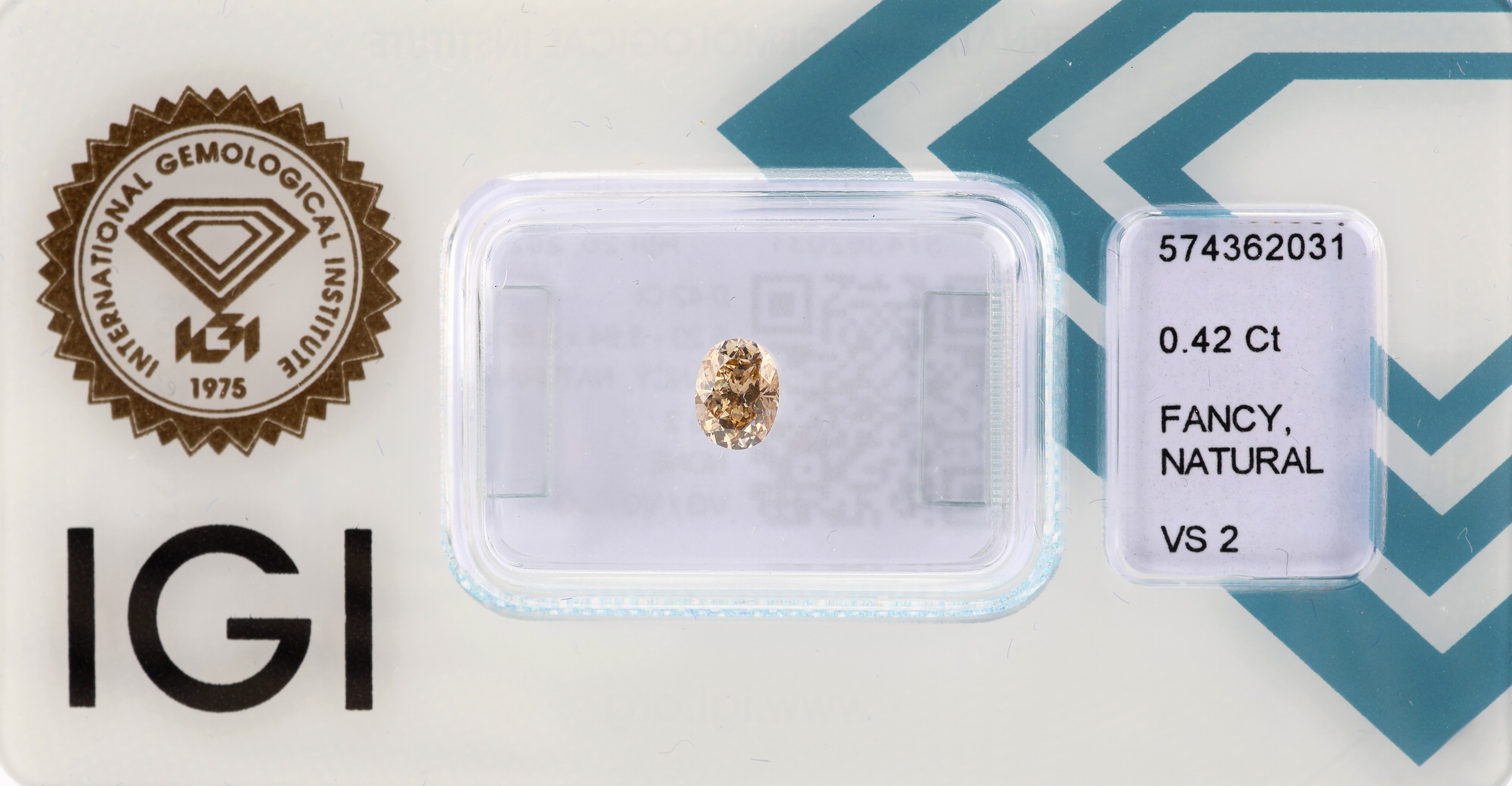Loser Diamant, ca. 0.42 ct nat. Fancy lightyellowish Brown/vs2, oval, verschweißt, IGI Expertise anbei