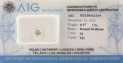 Image Loose brilliant , 0.57 ct Top Cape(M)/si1, sealed, AIG expertise attached Valuation ...