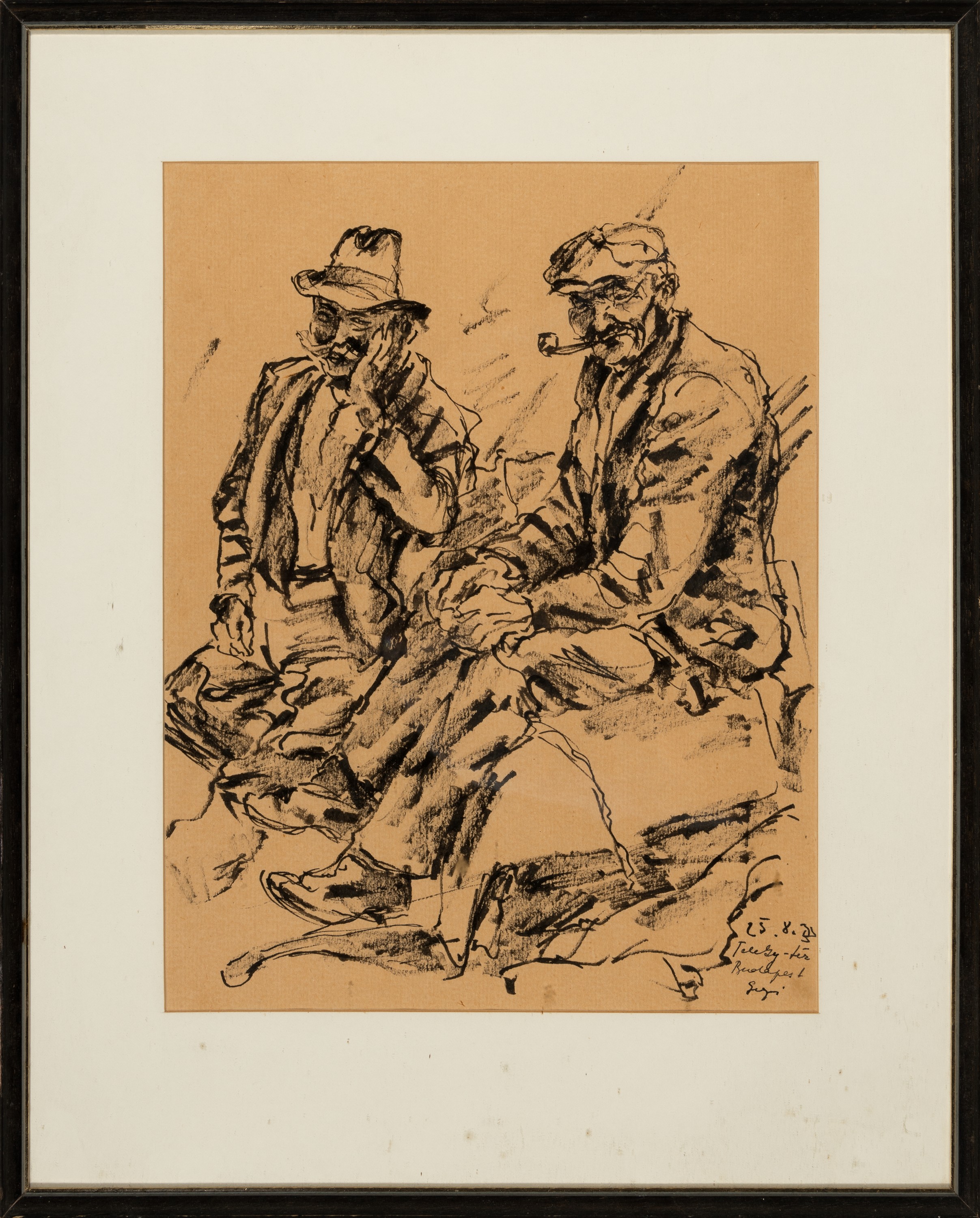 Detail b: Rudolf Gerhard Zill, 1913 Leipzig-2007, 2 Aquarelle und eine Tuschezeichnung, Bäuerin beim Butter stampfen, 1933; Bäuerin am Kran; Bildnis zweier ...