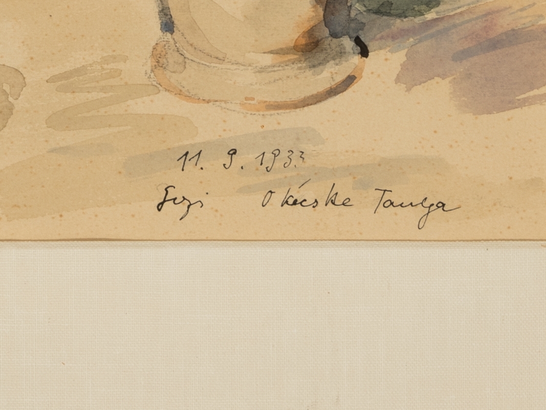 Detail c: Rudolf Gerhard Zill, 1913 Leipzig-2007, 2 Aquarelle und eine Tuschezeichnung, Bäuerin beim Butter stampfen, 1933; Bäuerin am Kran; Bildnis zweier ...