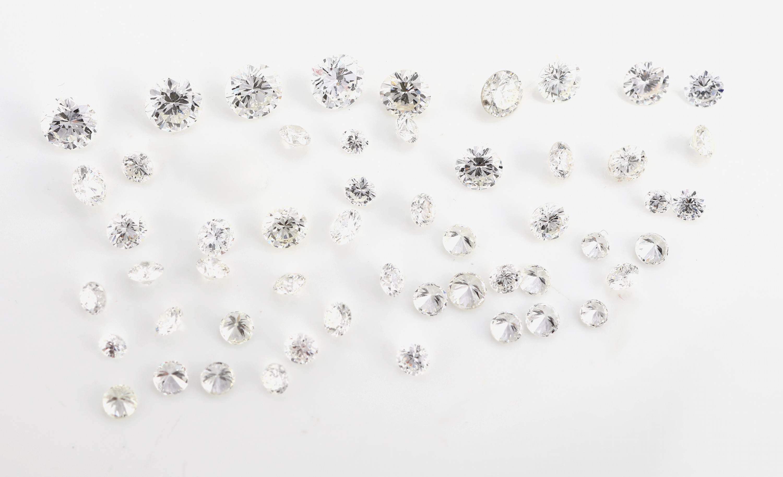 Lot lose Brillanten , zus. ca. 3.51 ct feines Weiss-get.Weiss/vs-si, Ausfassware
