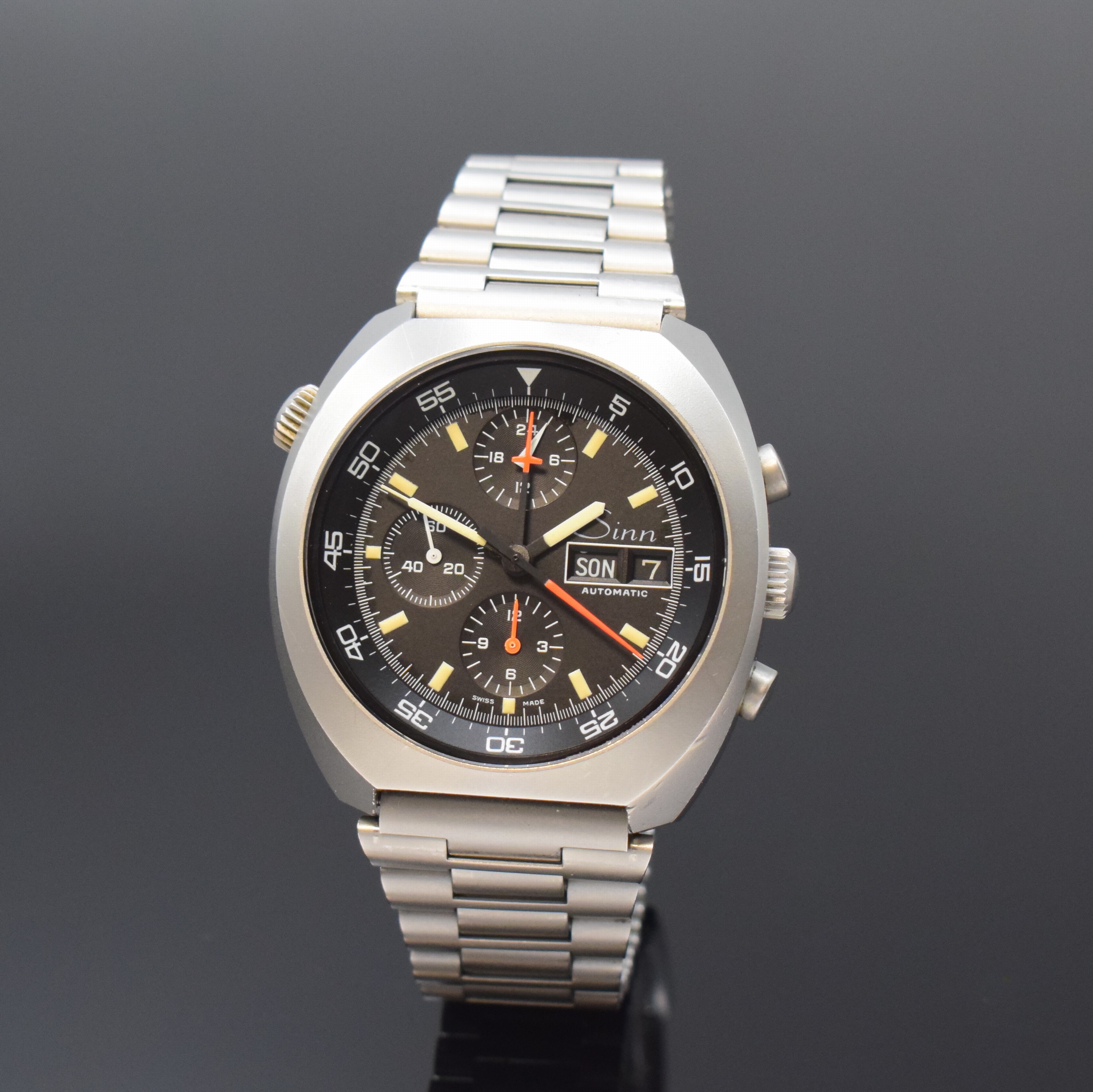 SINN Herrenarmbanduhr mit Chronograph Referenz 140/42 anlässlich der ersten deutschen Spacelab Mission, Schweiz/Deutschland um 1990, Automatik, ...