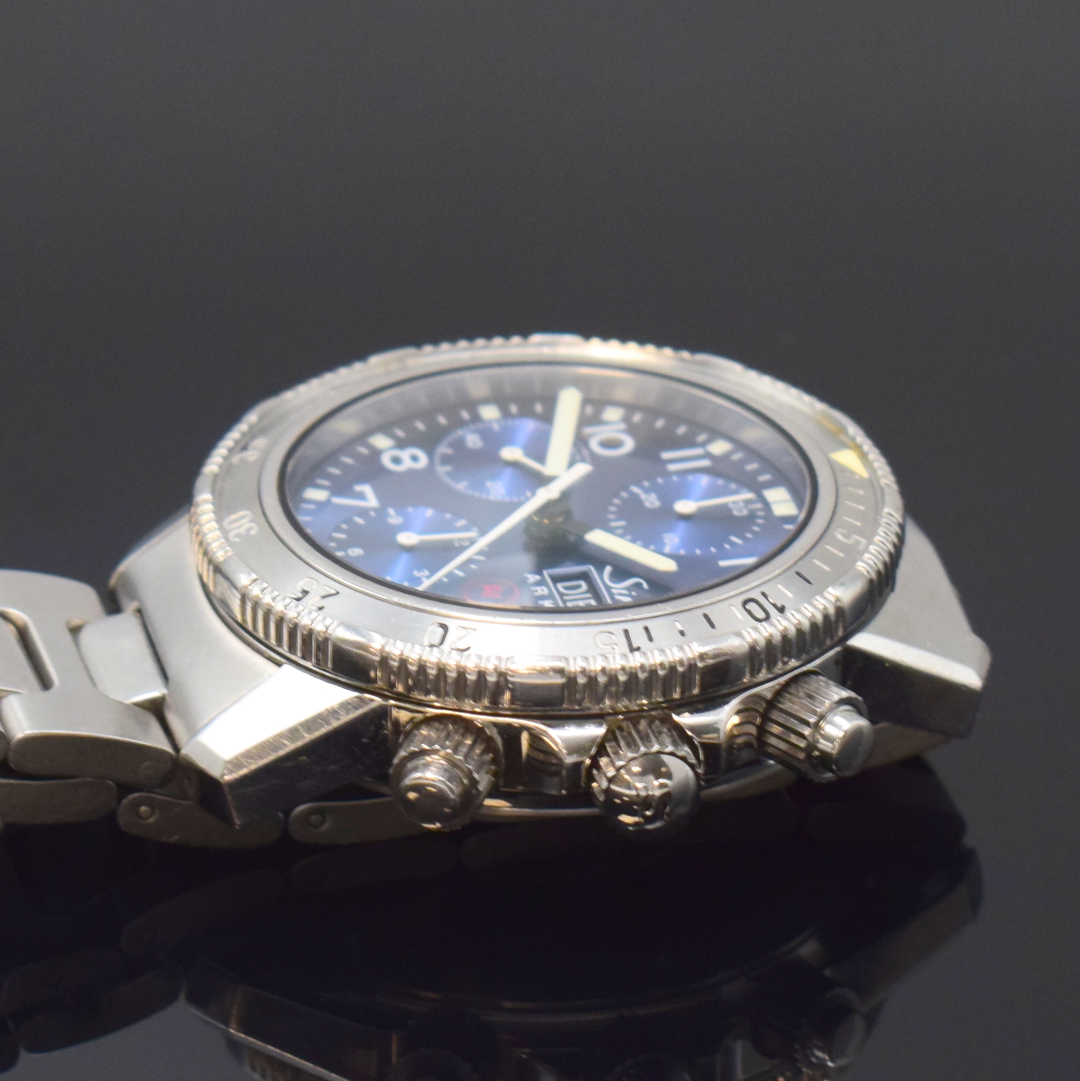 Detail c: SINN Armbandchronograph Arktis Referenz 203, Schweiz um 1995, Automatik, Edelstahlgeh. inkl. Gliederband m. Faltschl. u. Tauchverlängerung, Boden, ...