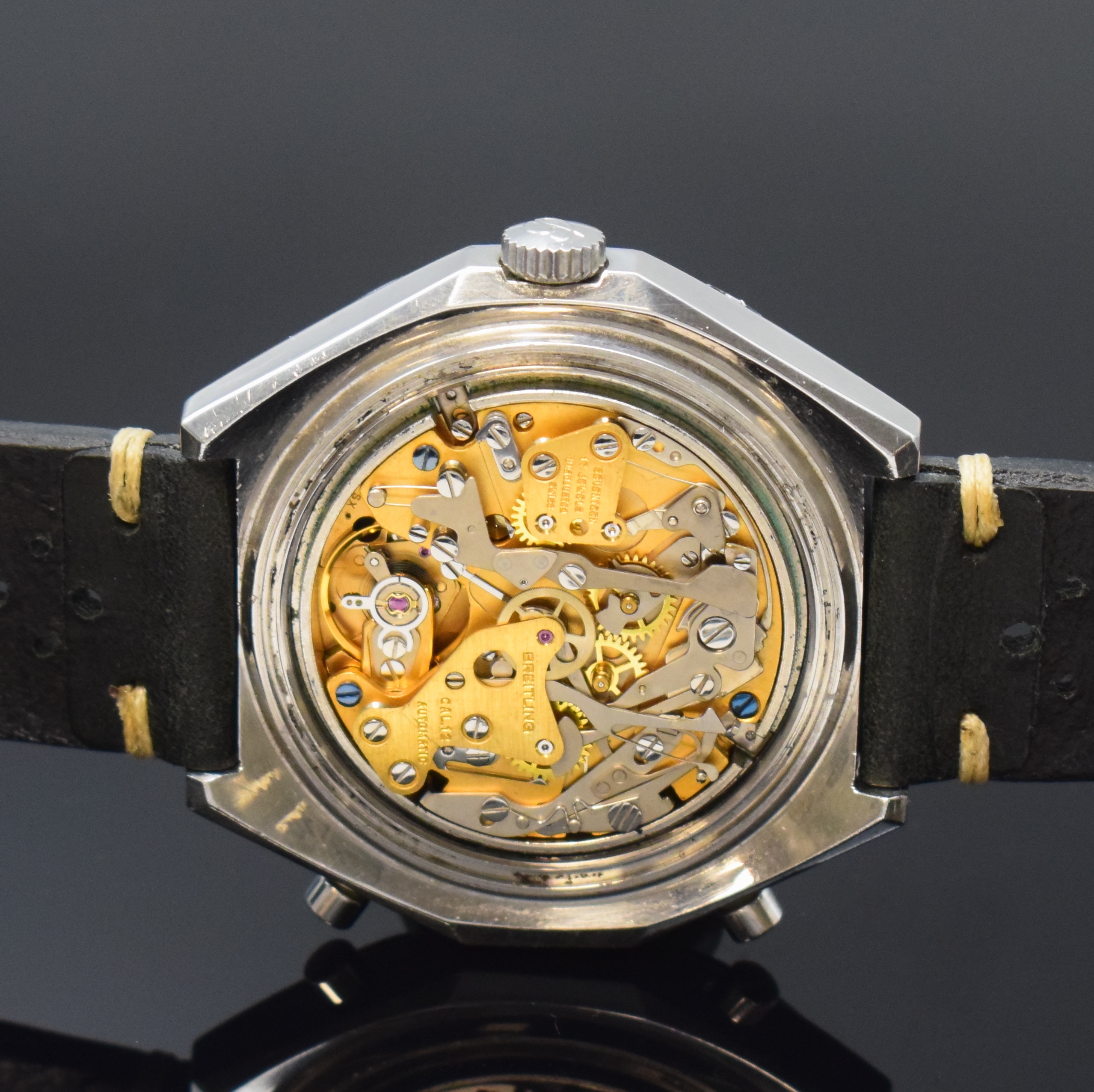 Detail f: BREITLING Armbandchronograph Navitimer Chrono-Matic Referenz 1806, Schweiz um 1970, Automatik, verschr. Stahlgeh. inkl. Lederband m. orig. Dornschl., ...