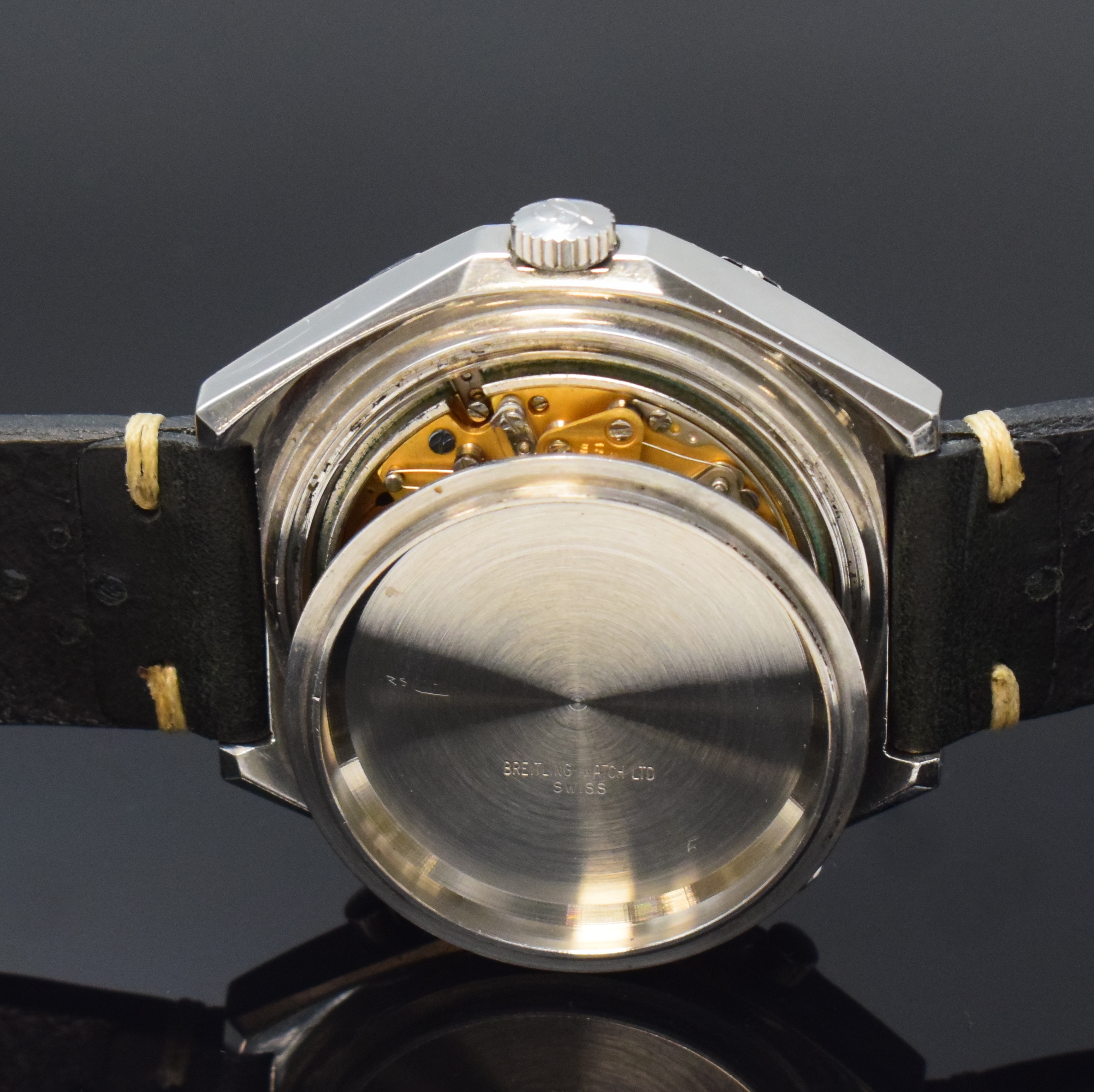 Detail g: BREITLING Armbandchronograph Navitimer Chrono-Matic Referenz 1806, Schweiz um 1970, Automatik, verschr. Stahlgeh. inkl. Lederband m. orig. Dornschl., ...