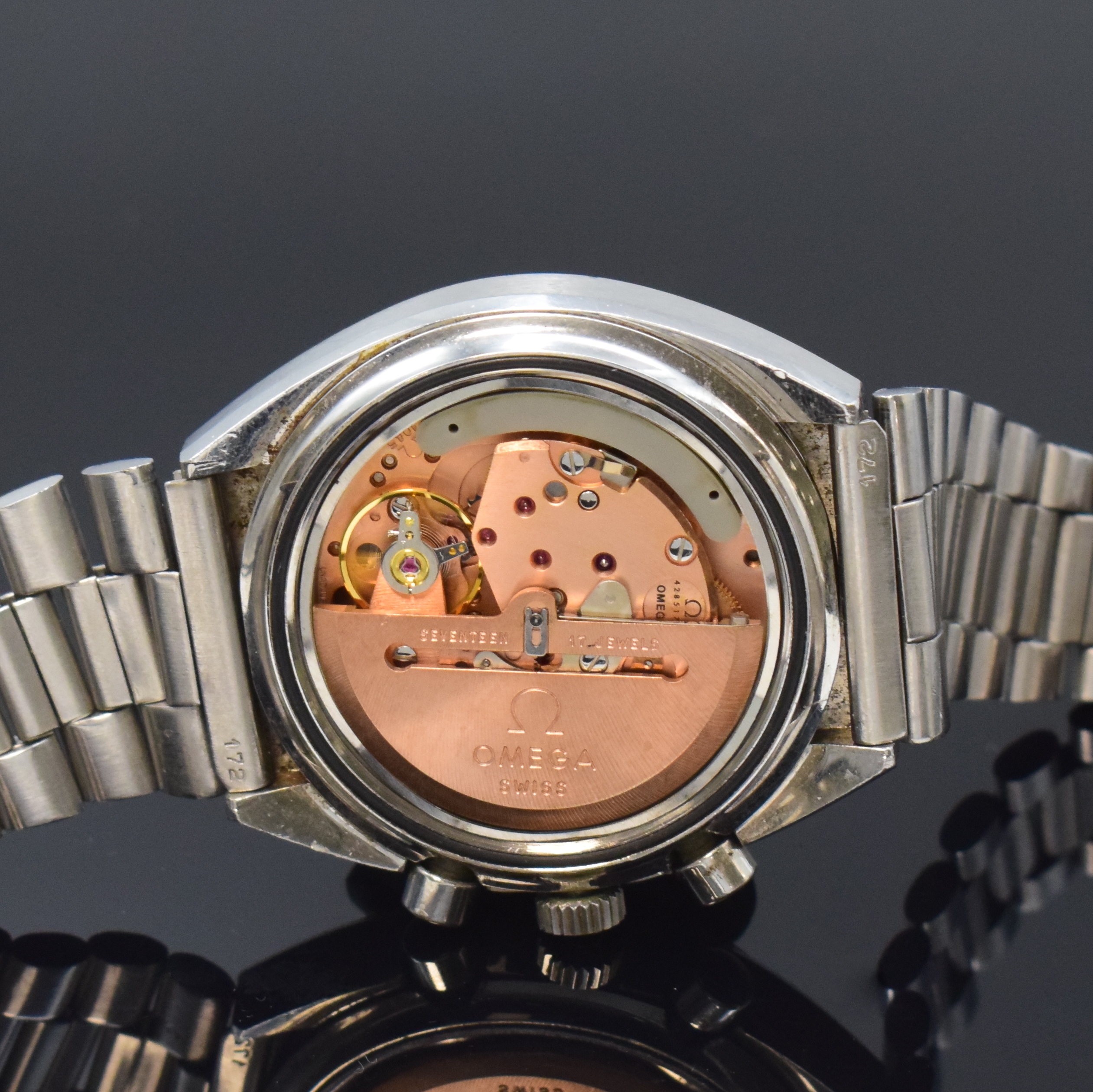 Detail f: OMEGA Speedmaster Armbandchronograph sogenannte Mark 4,5 Referenz 176.0012, Schweiz um 1979, Automatik, verschr. Geh. inkl. orig. Gliederband m. ...